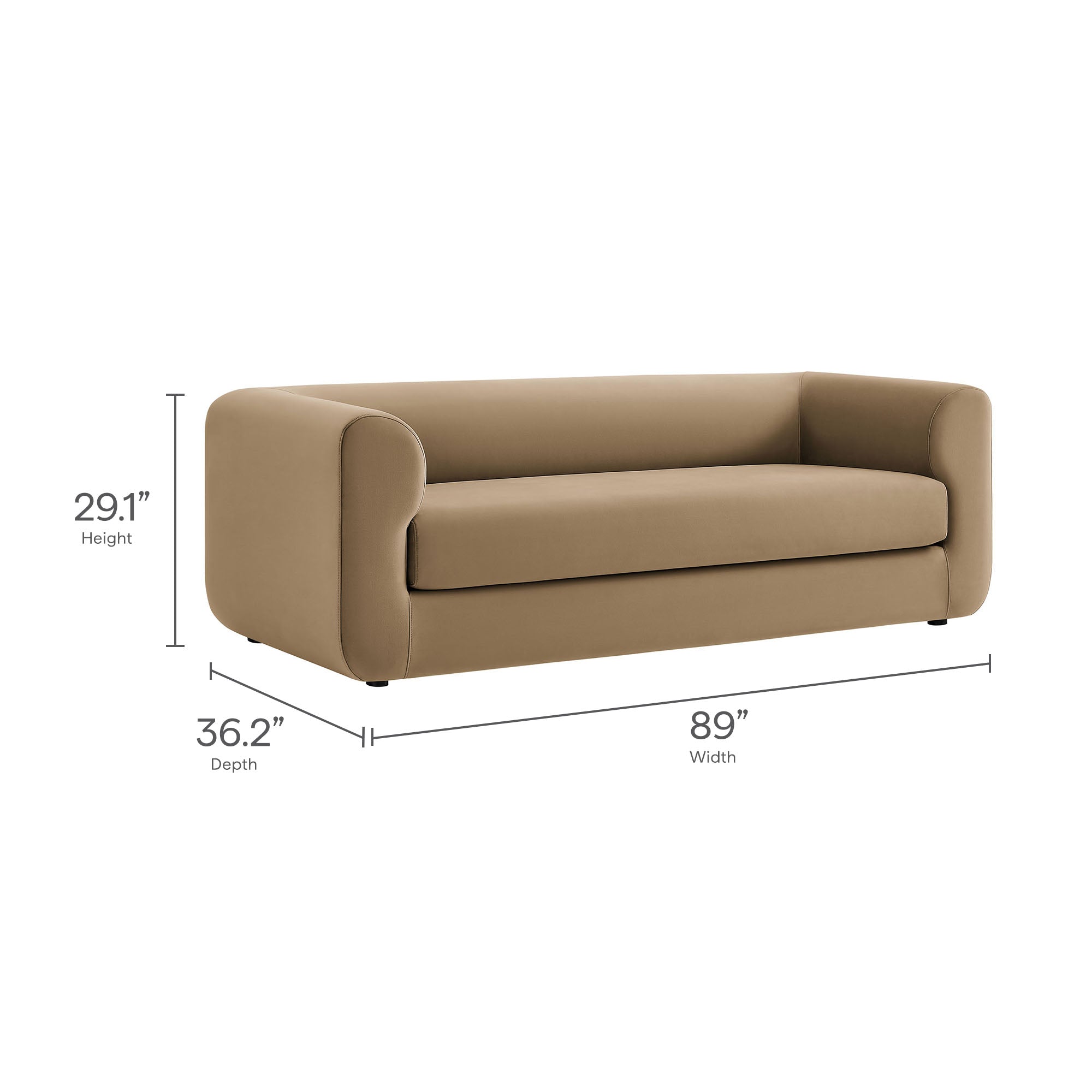 Modway Leif 89" Performance Velvet Upholstered Sofa