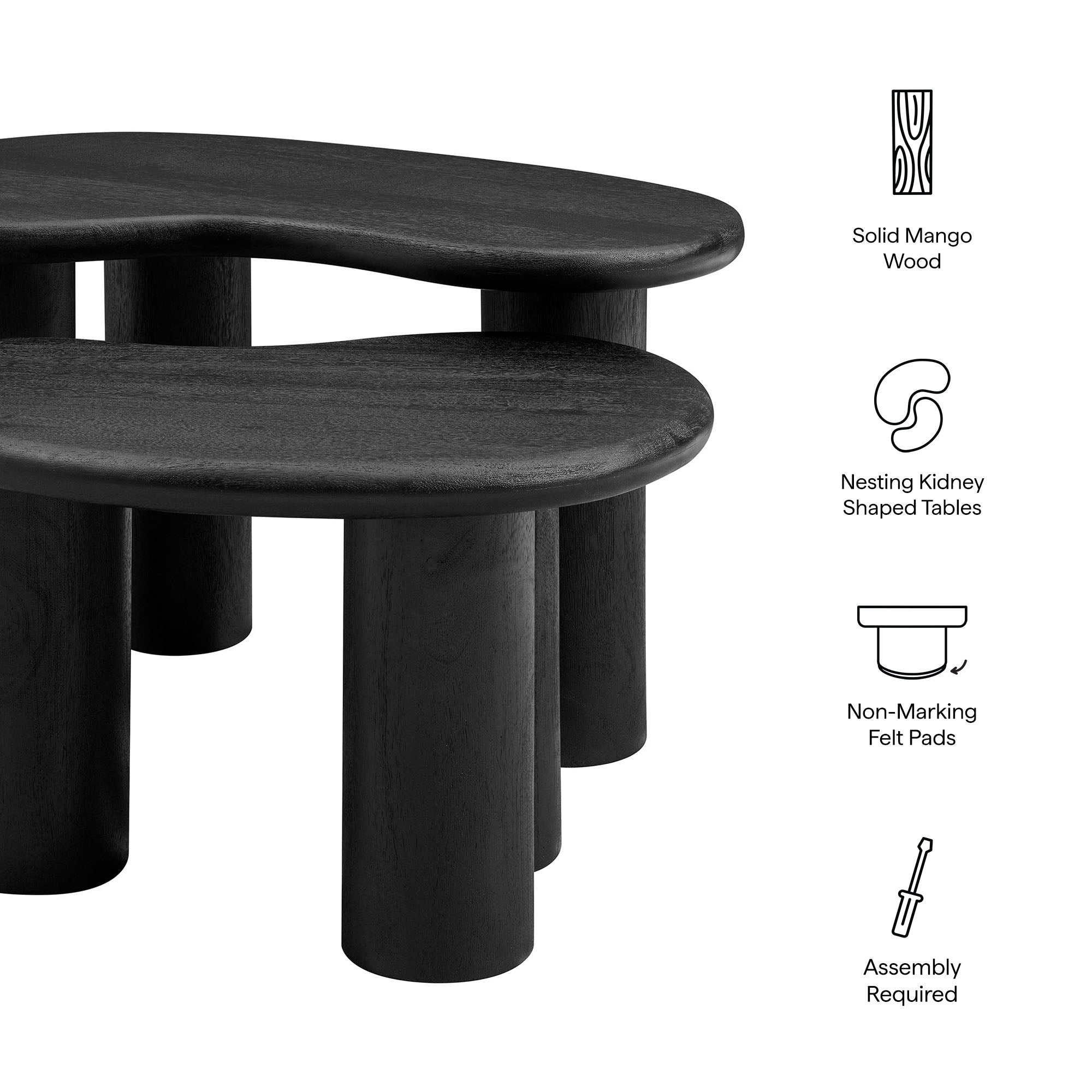 Modway Hackney Mango Wood Nesting Coffee Table Set