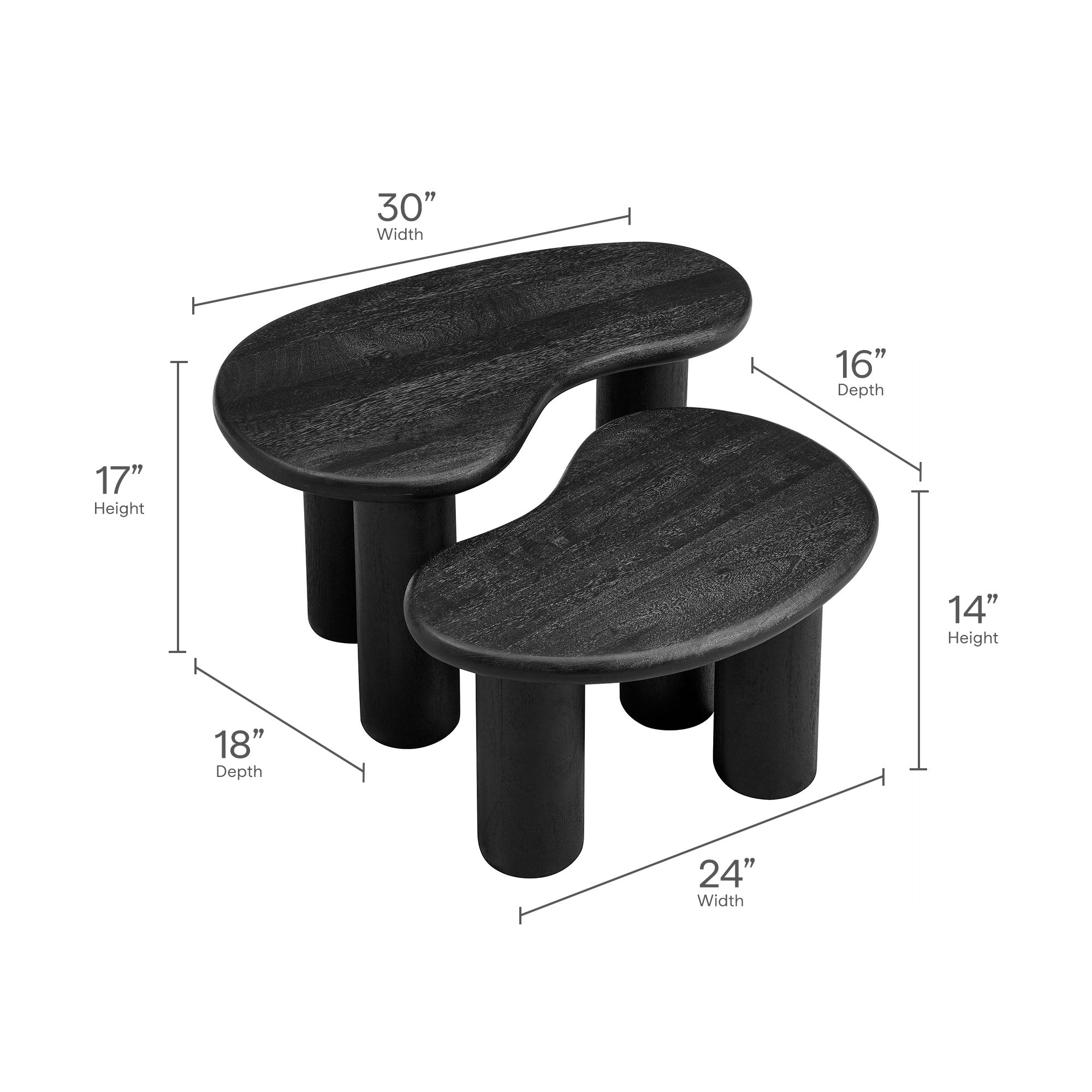 Modway Hackney Mango Wood Nesting Coffee Table Set
