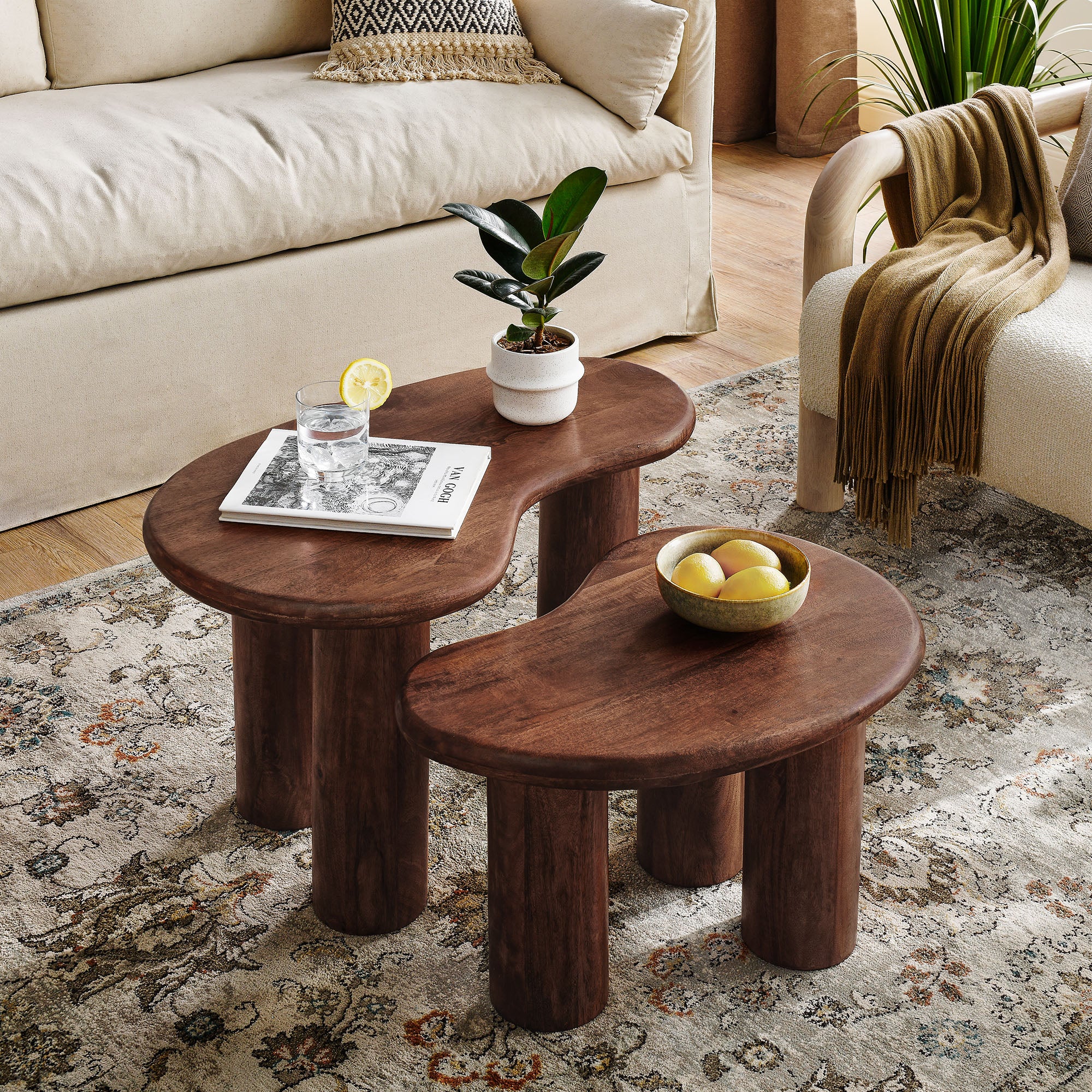 Modway Hackney Mango Wood Nesting Coffee Table Set
