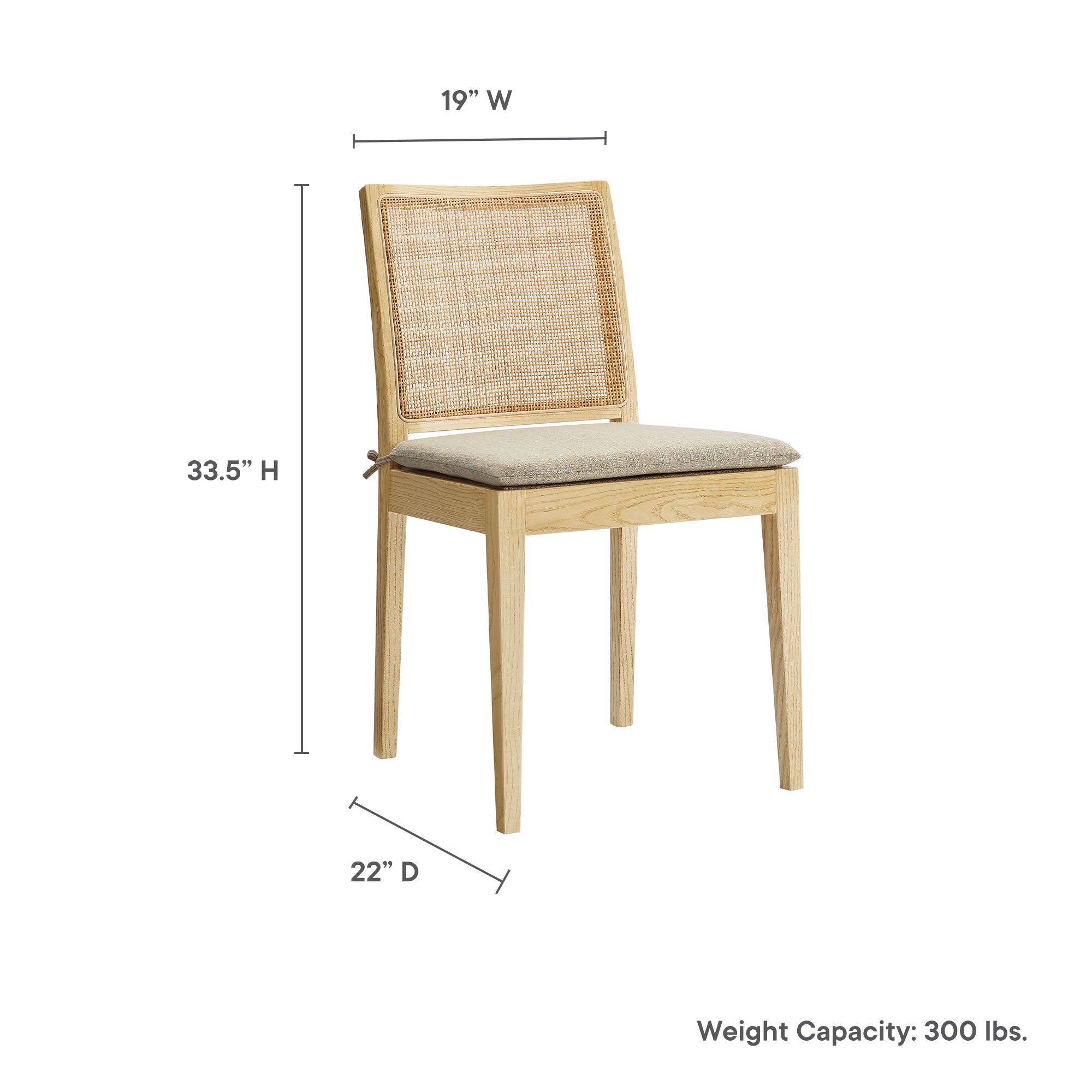 Modway Ovard Wood and Rattan Dining Chair