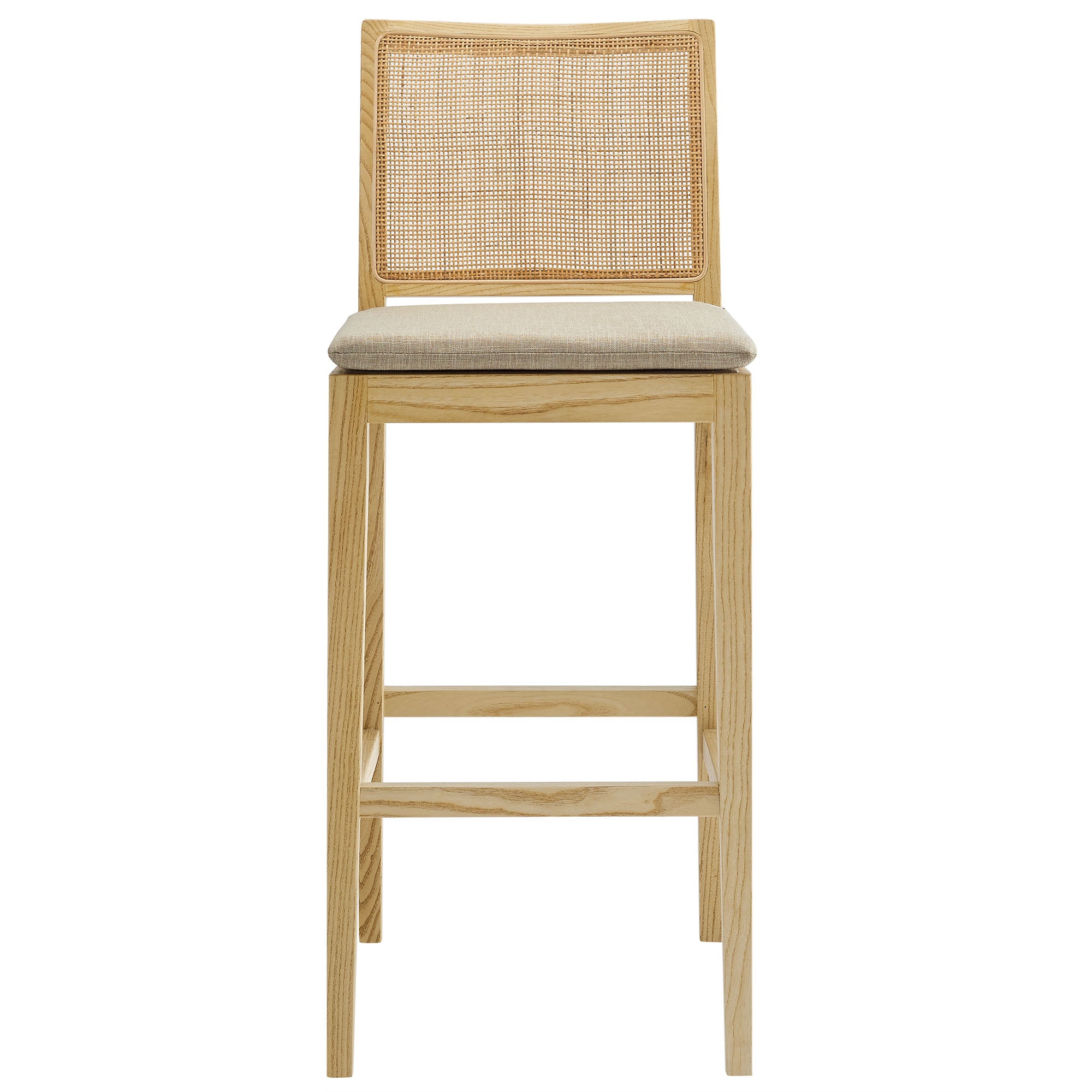 Modway Ovard Wood and Rattan Bar Stool