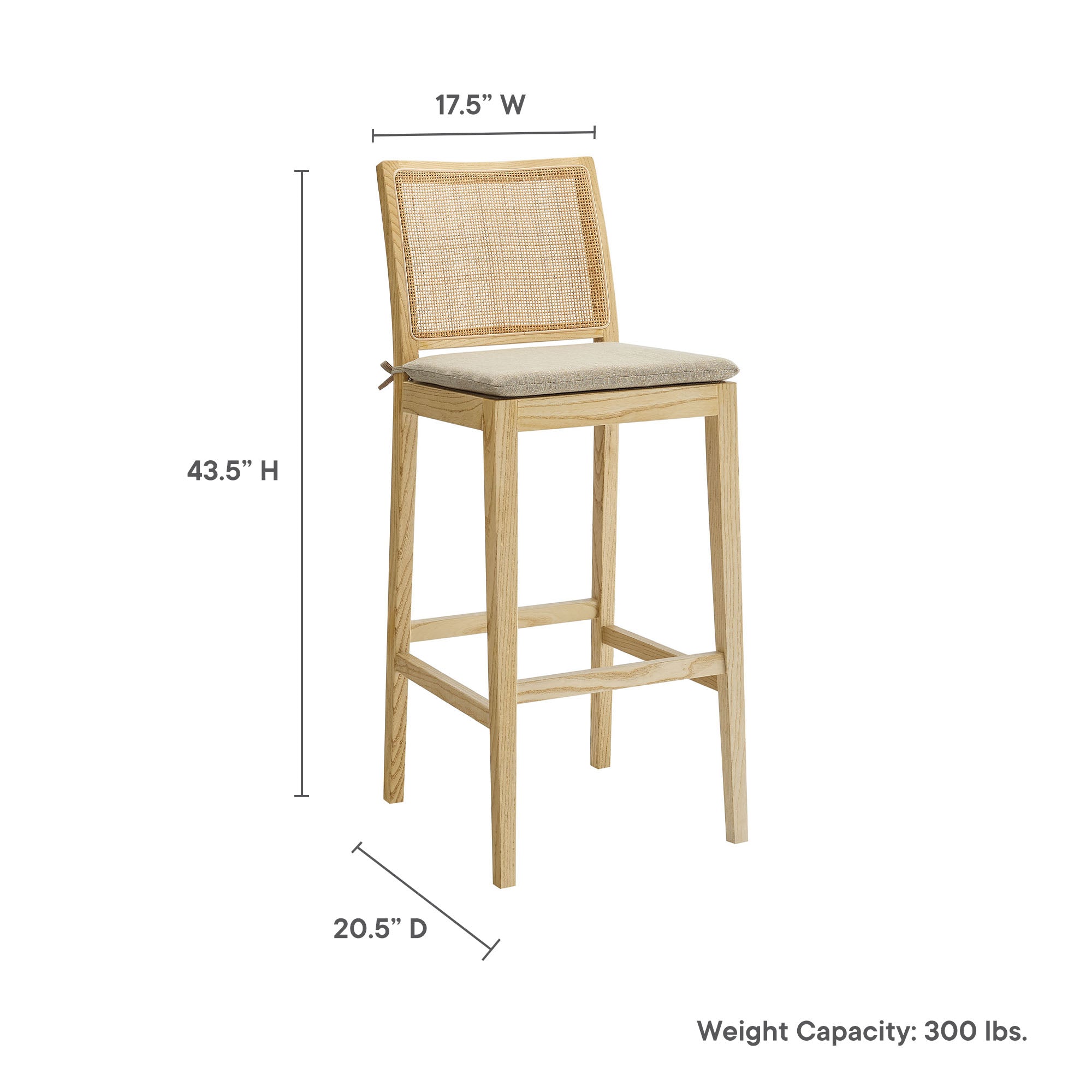 Modway Ovard Wood and Rattan Bar Stool