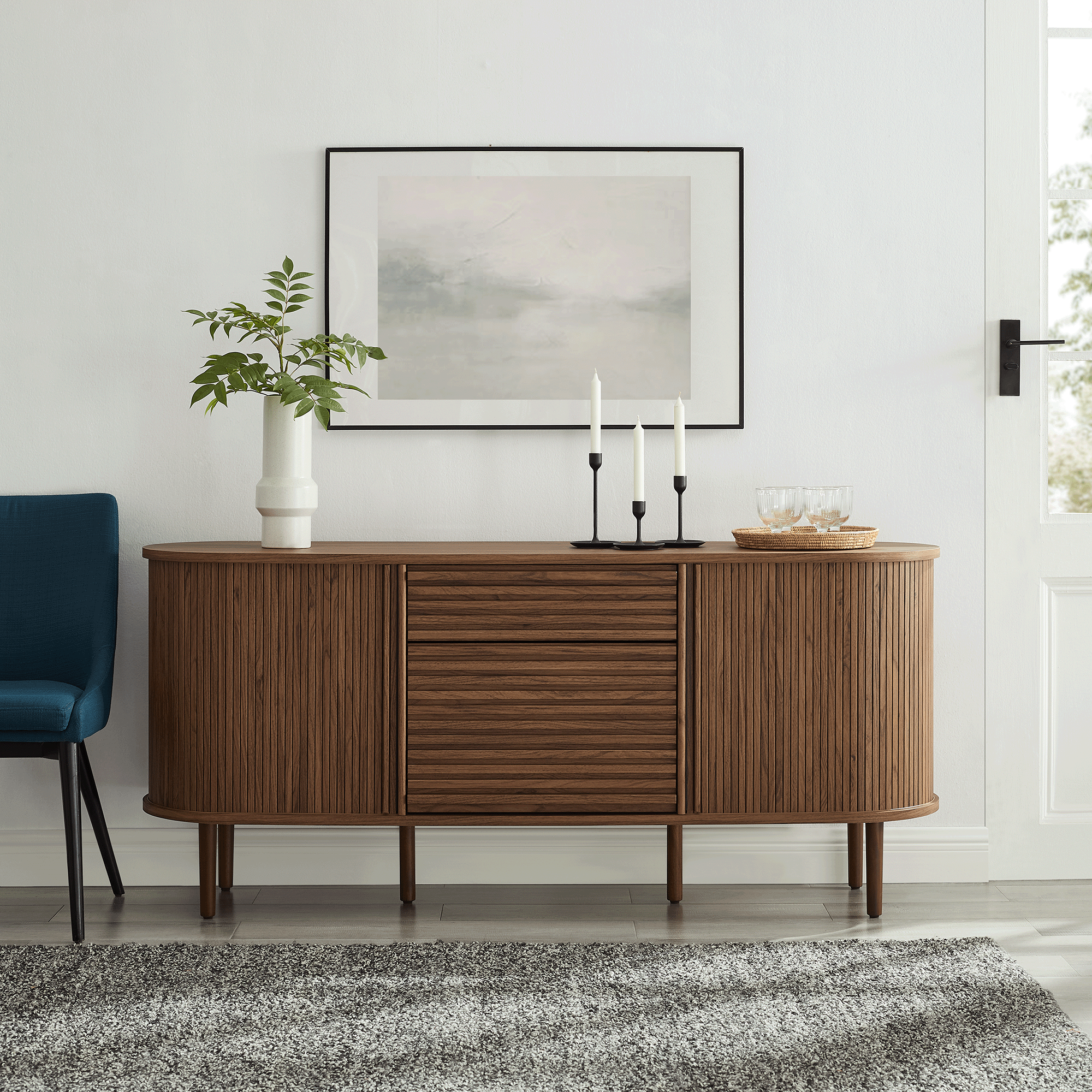 Modway Harlan 67" Fluted Oval Sideboard Cabinet