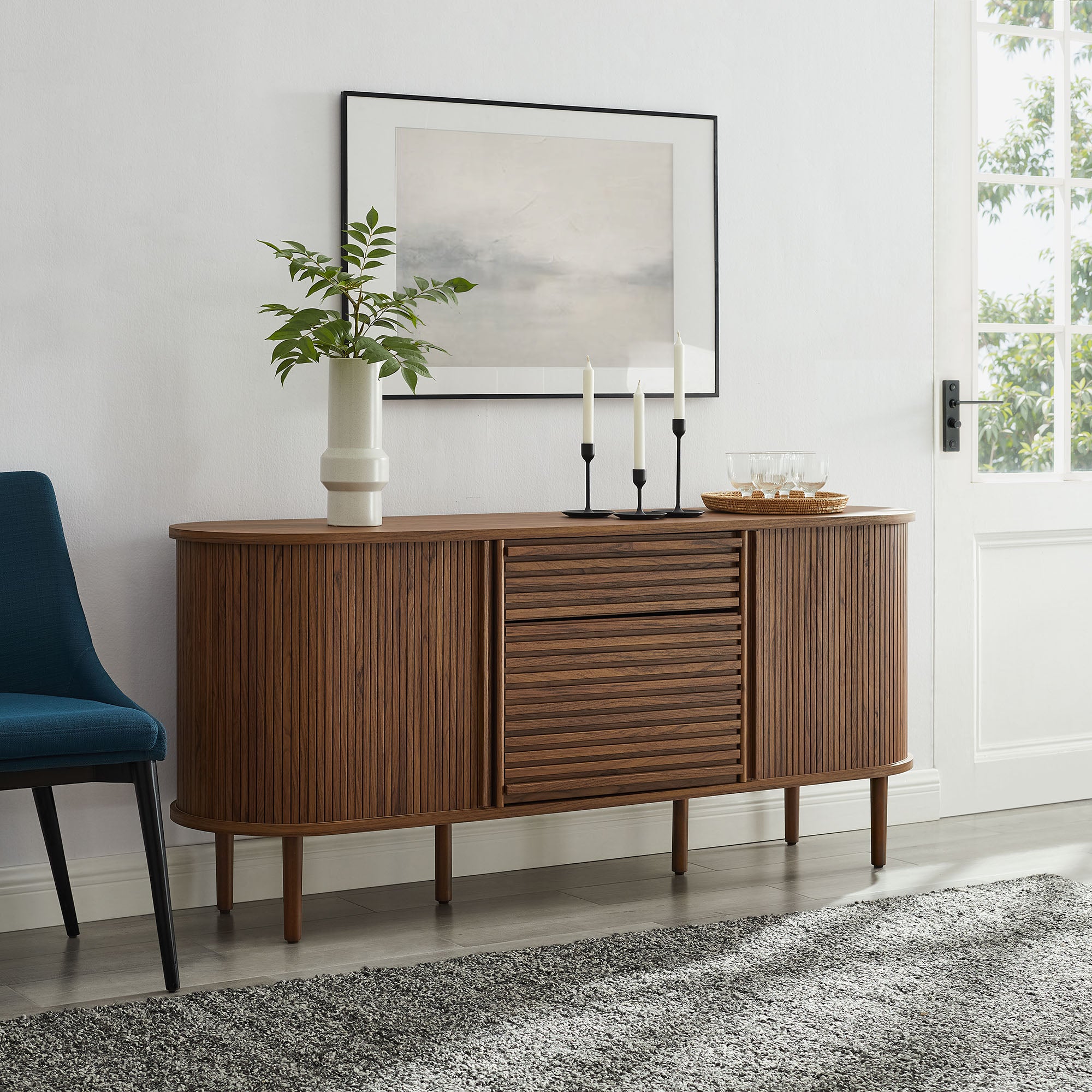 Modway Harlan 67" Fluted Oval Sideboard Cabinet