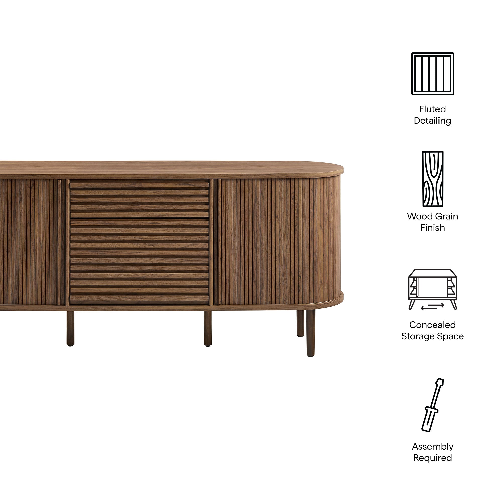 Modway Harlan 67" Fluted Oval Sideboard Cabinet