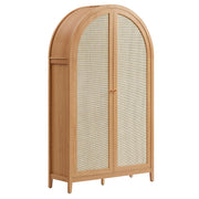 Calista 79" Tall Wide Rattan Arched Storage Cabinet