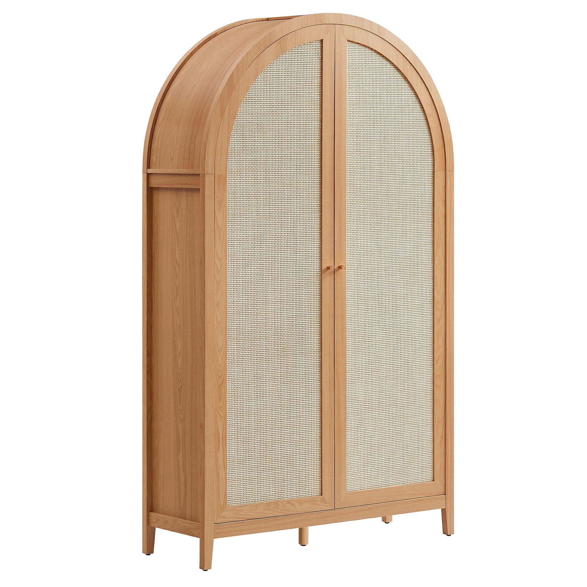 Calista 79" Tall Wide Rattan Arched Storage Cabinet