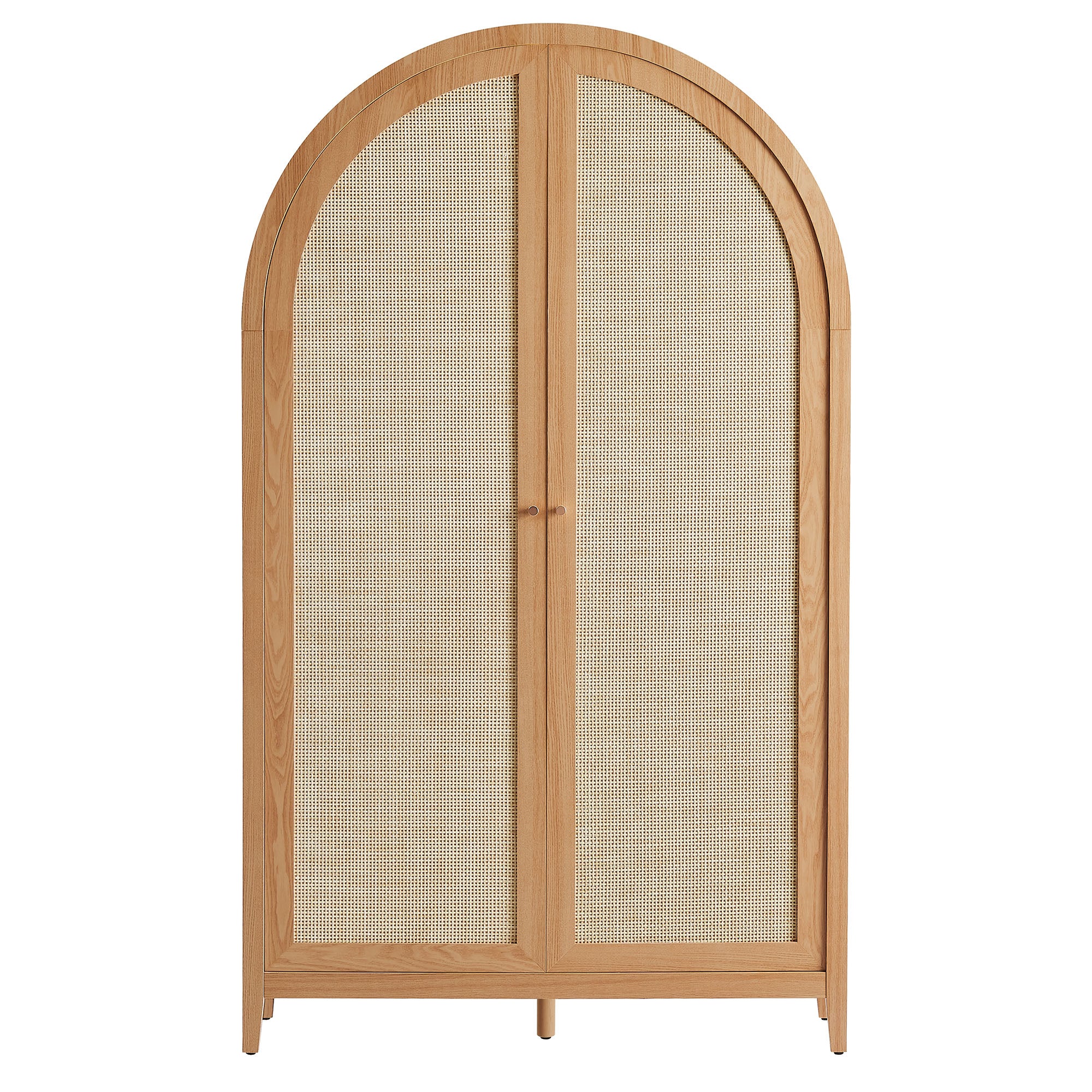 Calista 79" Tall Wide Rattan Arched Storage Cabinet