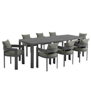 Modway Tahoe 9-Piece Outdoor Patio Aluminum Dining Set With Extendable Table