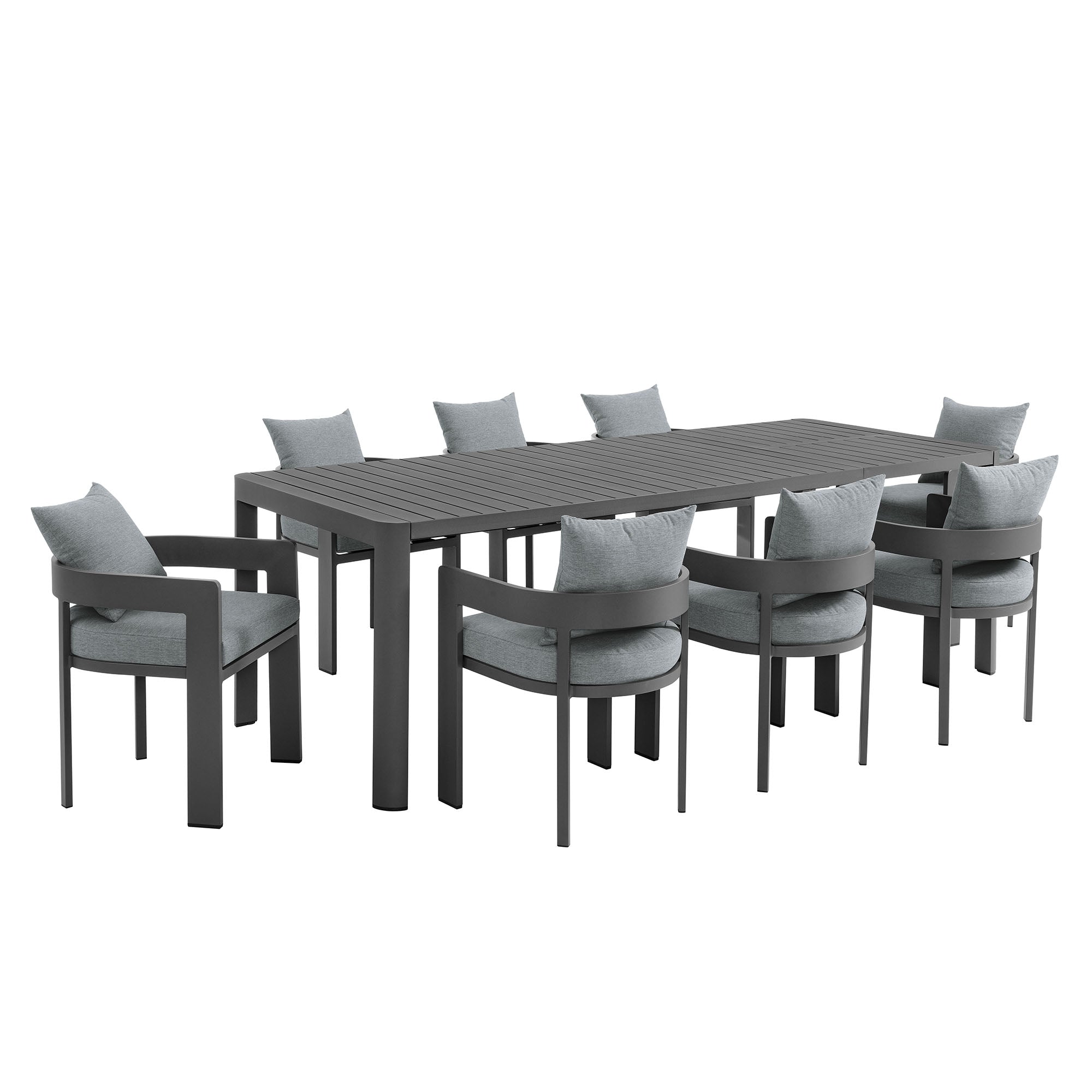 Modway Tahoe 9-Piece Outdoor Patio Aluminum Dining Set With Extendable Table