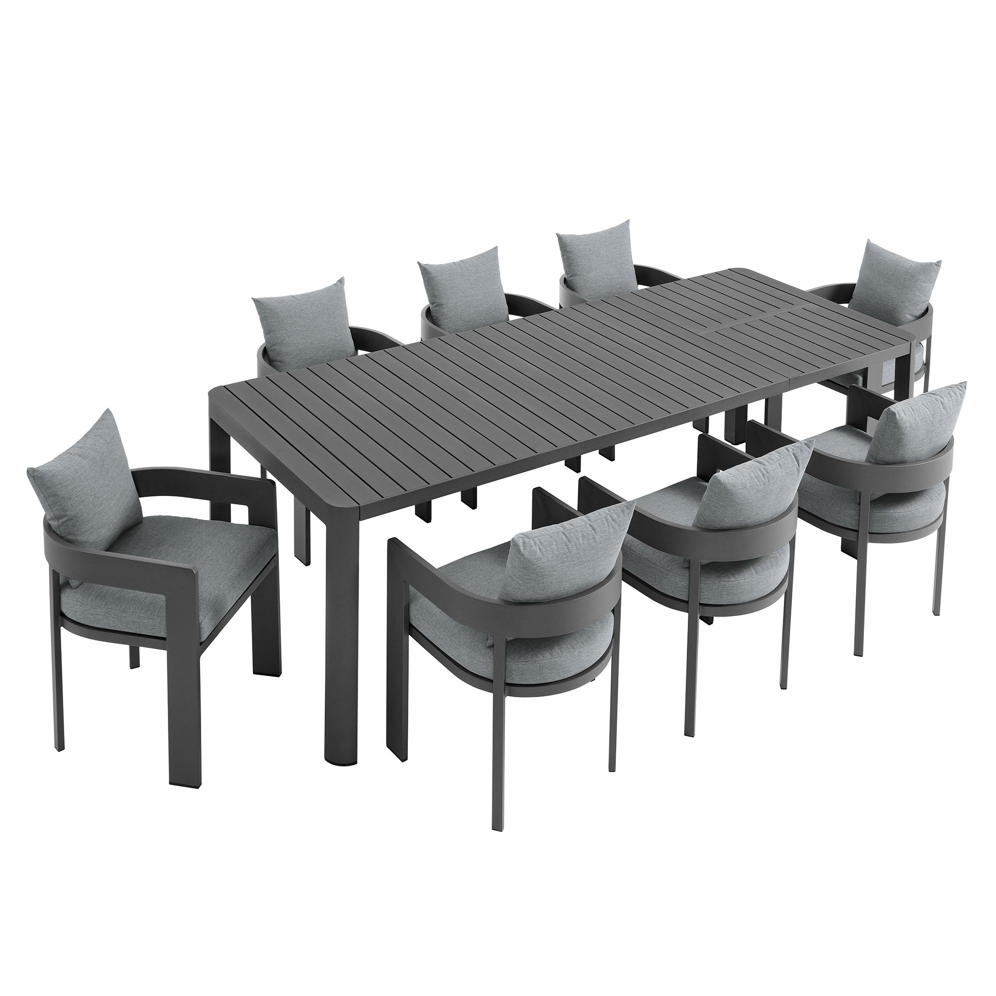 Modway Tahoe 9-Piece Outdoor Patio Aluminum Dining Set With Extendable Table