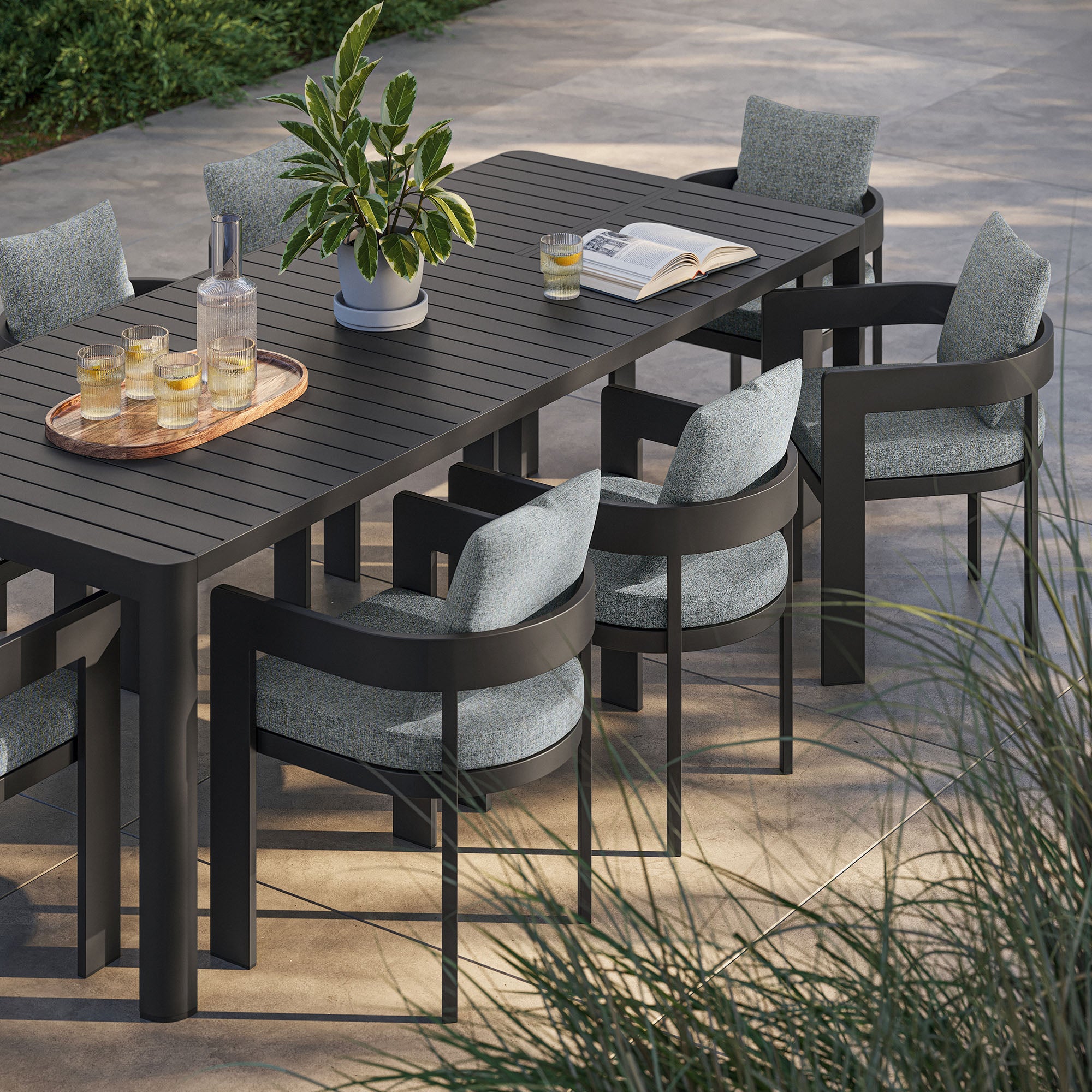 Modway Tahoe 9-Piece Outdoor Patio Aluminum Dining Set With Extendable Table