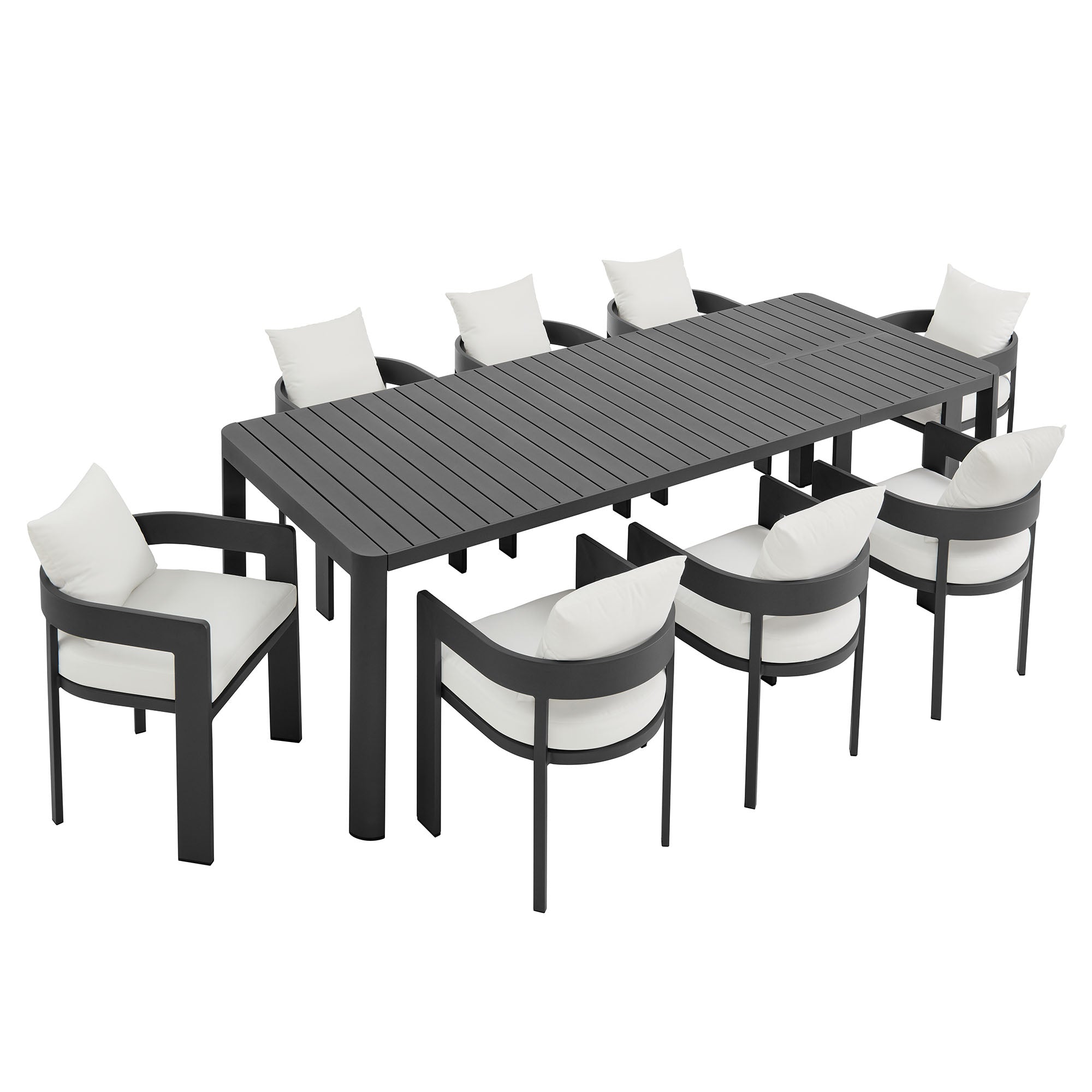 Modway Tahoe 9-Piece Outdoor Patio Aluminum Dining Set With Extendable Table