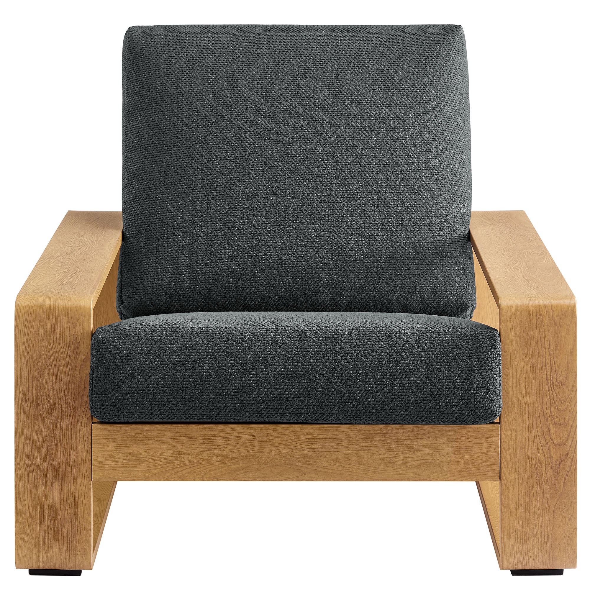 Modway Lirienne Outdoor Patio Aluminum Faux Wood Armchairs Set of 2