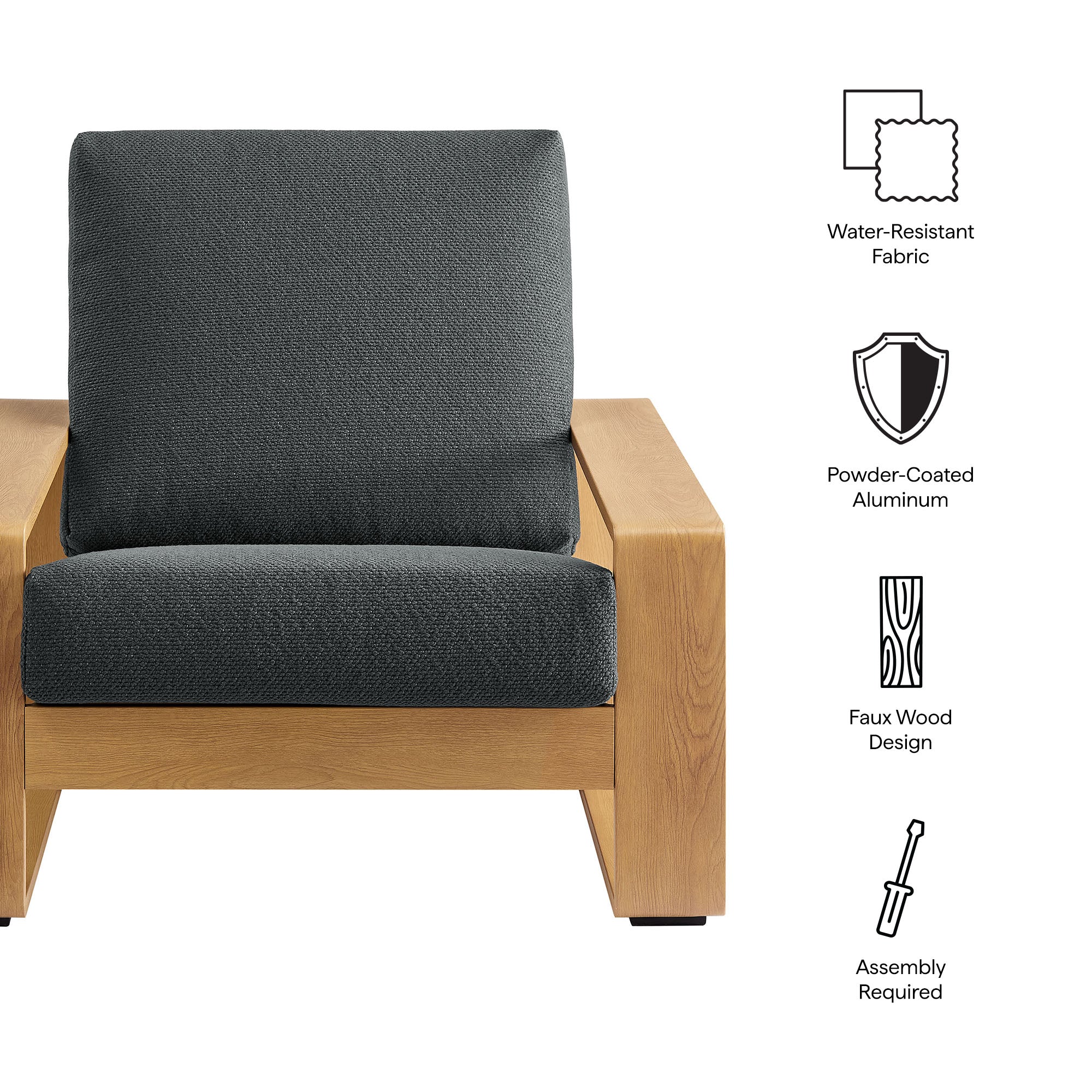 Modway Lirienne Outdoor Patio Aluminum Faux Wood Armchair