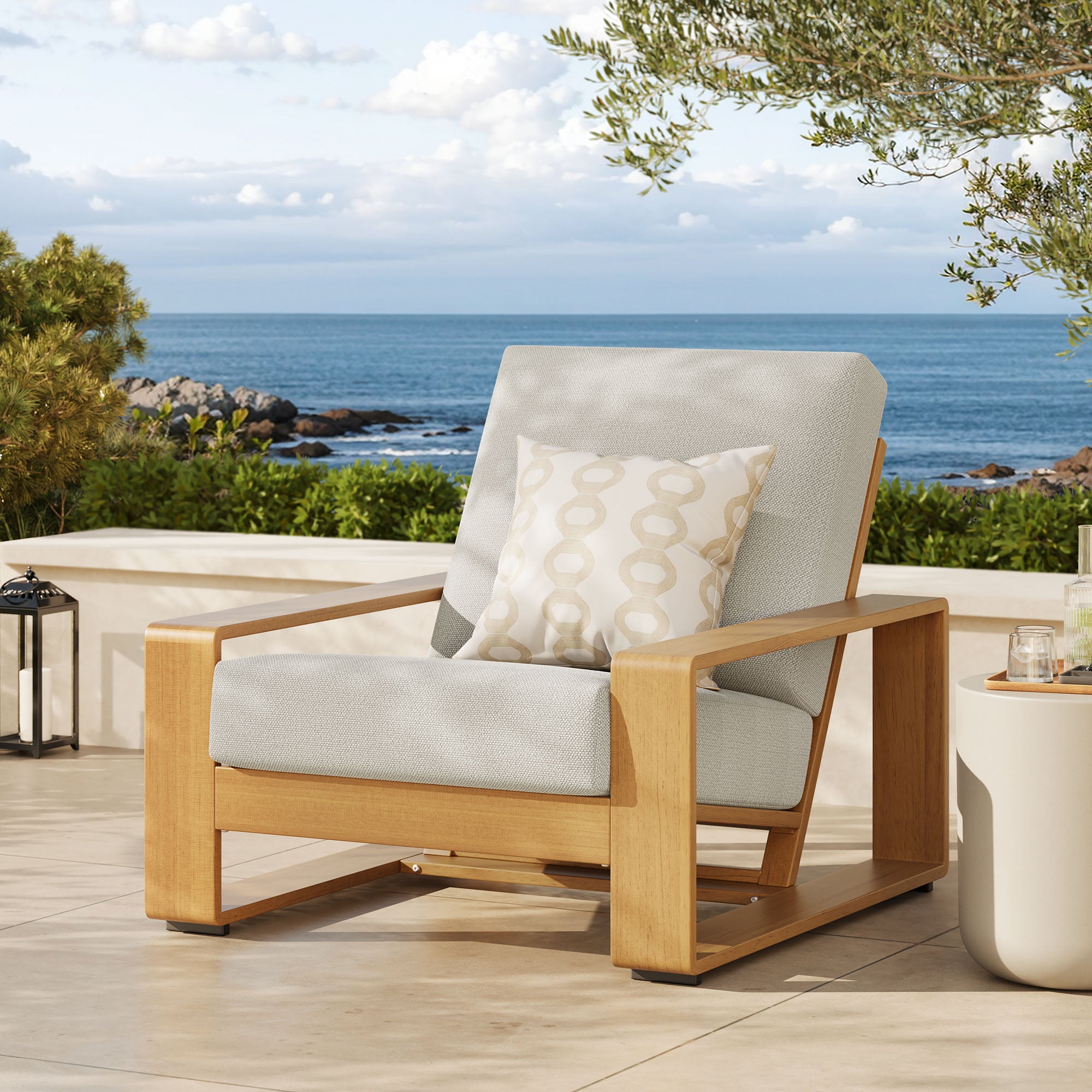 Modway Lirienne Outdoor Patio Aluminum Faux Wood Armchair