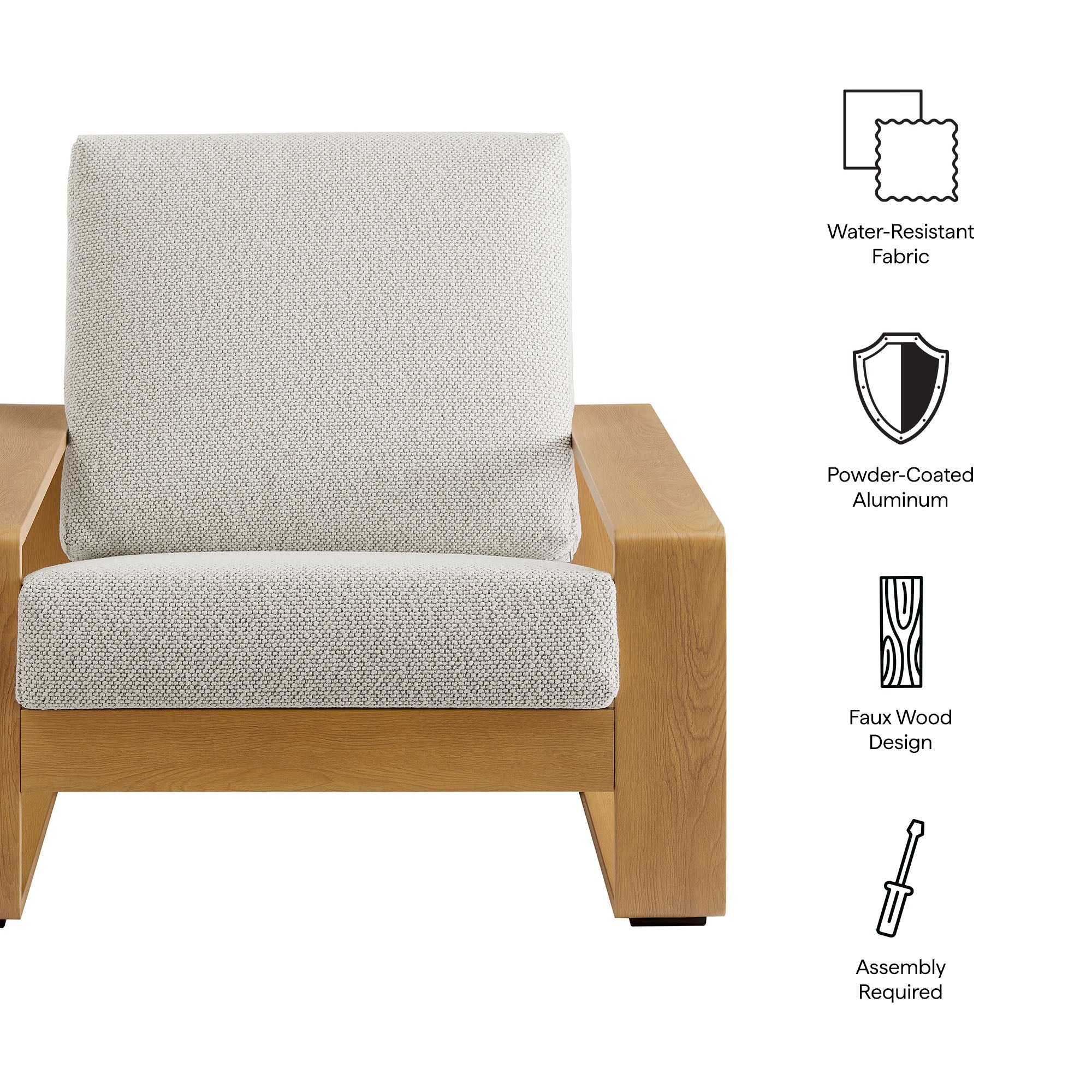 Modway Lirienne Outdoor Patio Aluminum Faux Wood Armchair