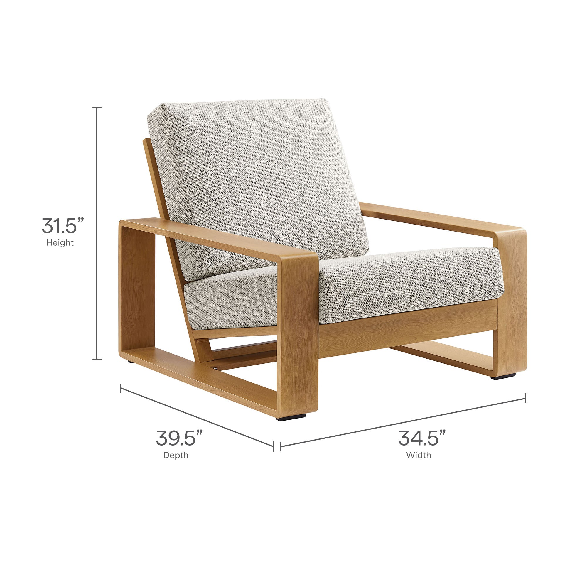 Modway Lirienne 4-Piece Outdoor Patio Aluminum Faux Wood Furniture Set
