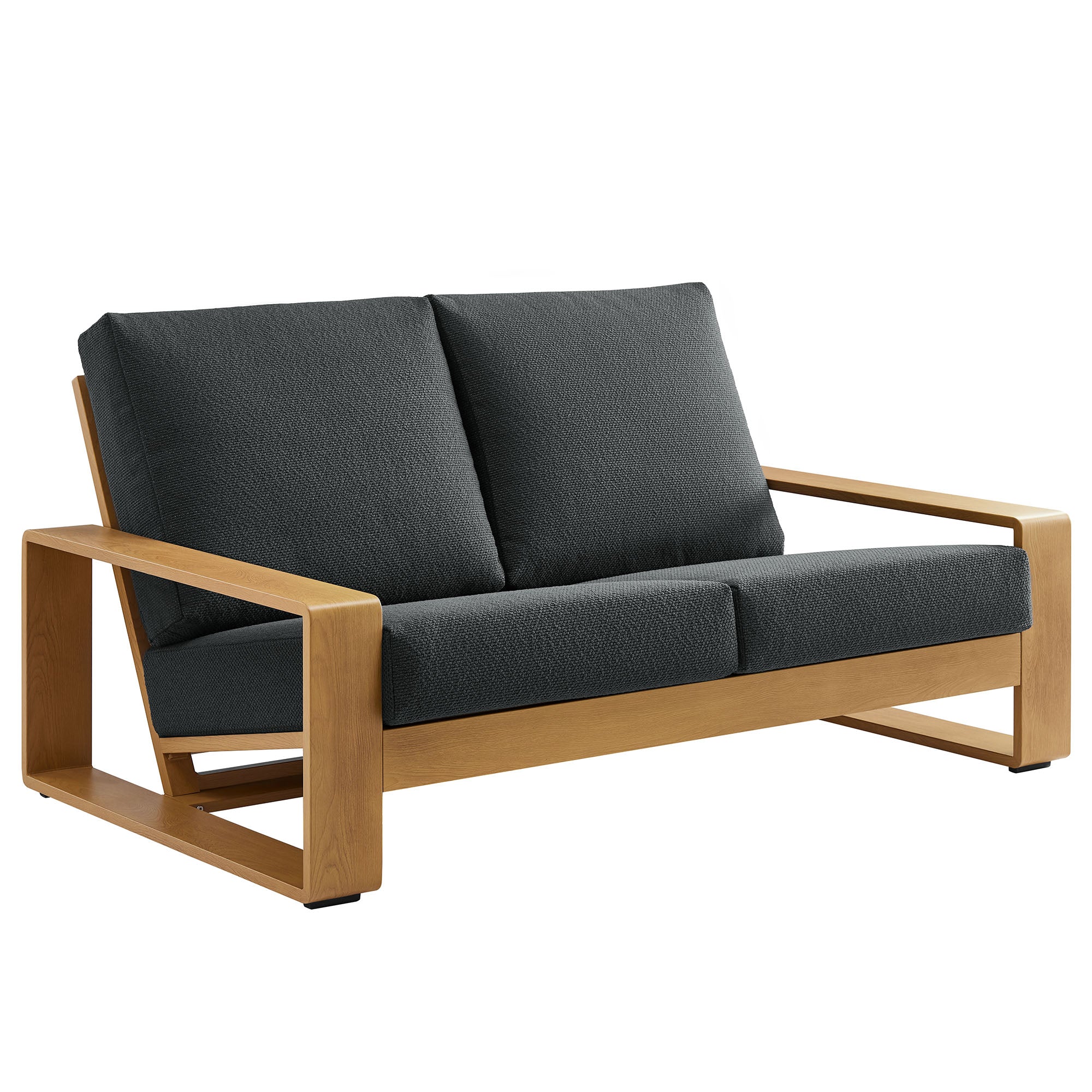 Modway Lirienne Outdoor Patio Aluminum Faux Wood Loveseat