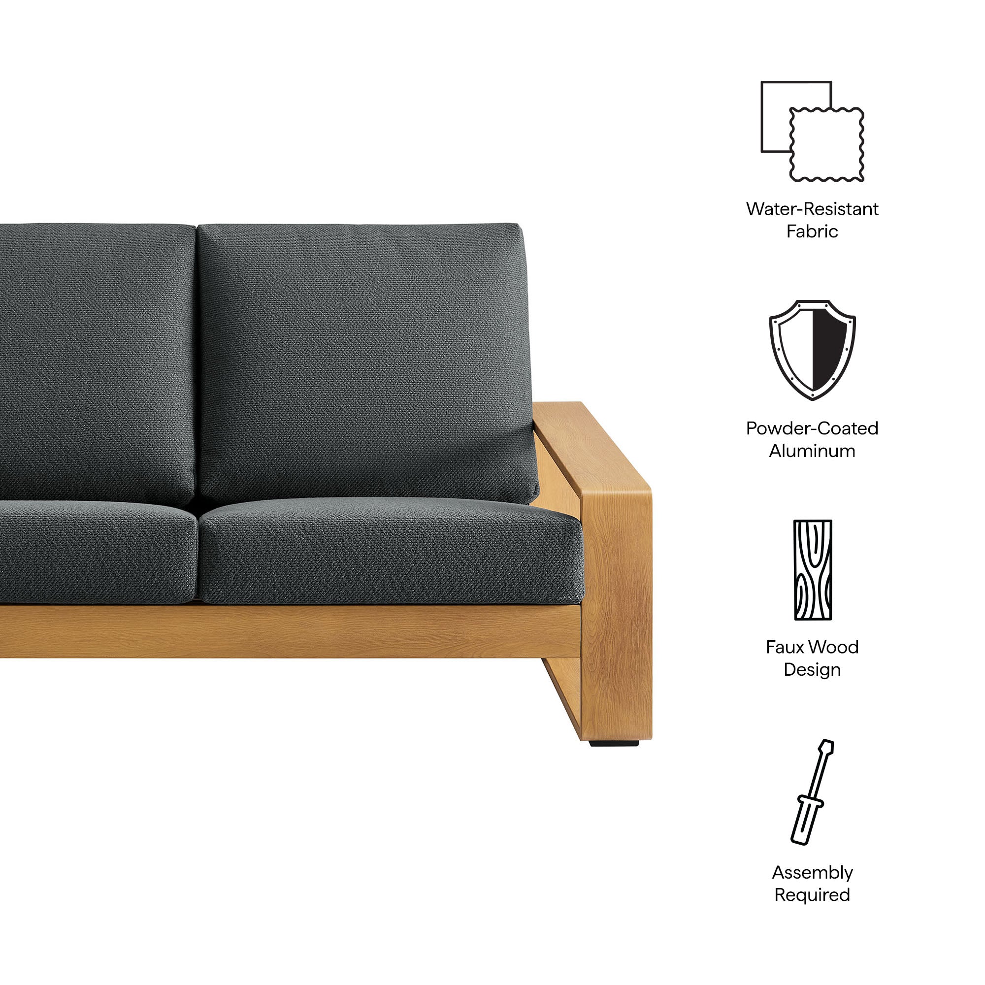 Modway Lirienne Outdoor Patio Aluminum Faux Wood Loveseat