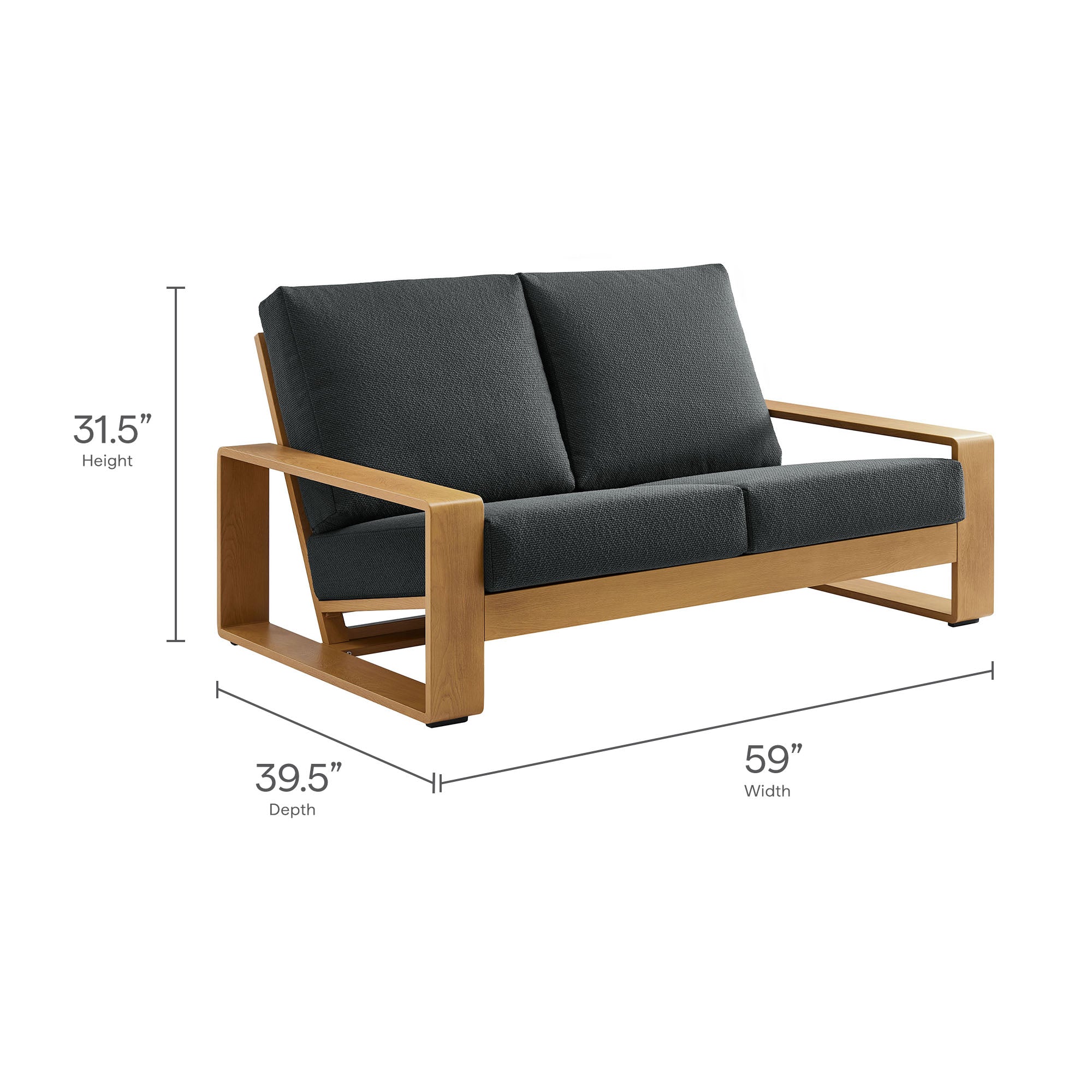Modway Lirienne Outdoor Patio Aluminum Faux Wood Loveseat