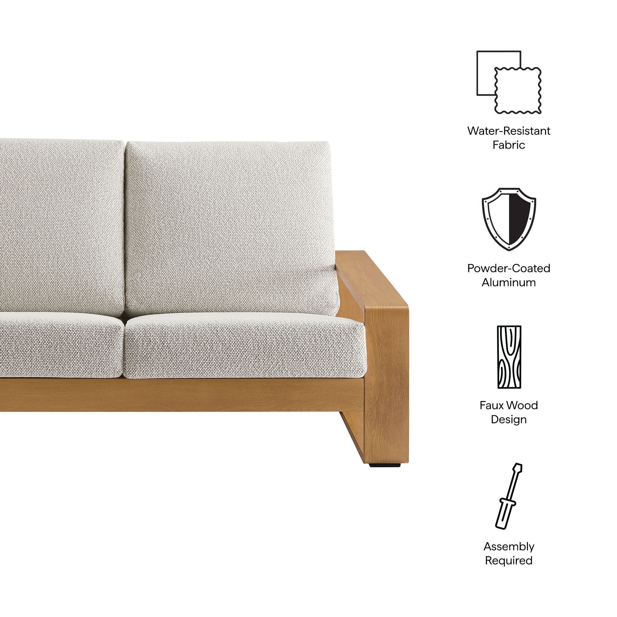 Modway Lirienne Outdoor Patio Aluminum Faux Wood Loveseat