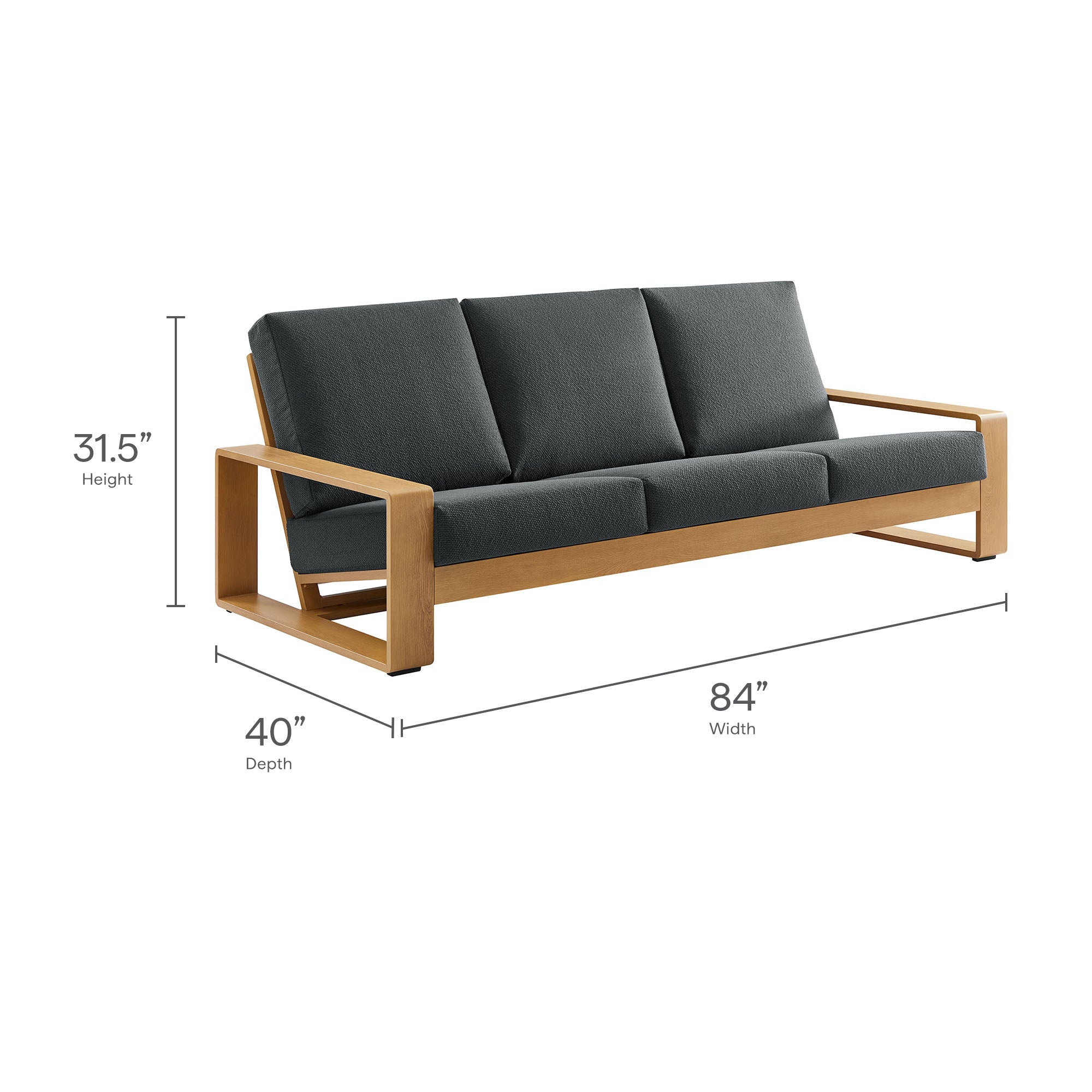 Modway Lirienne Outdoor Patio Aluminum Faux Wood Sofa