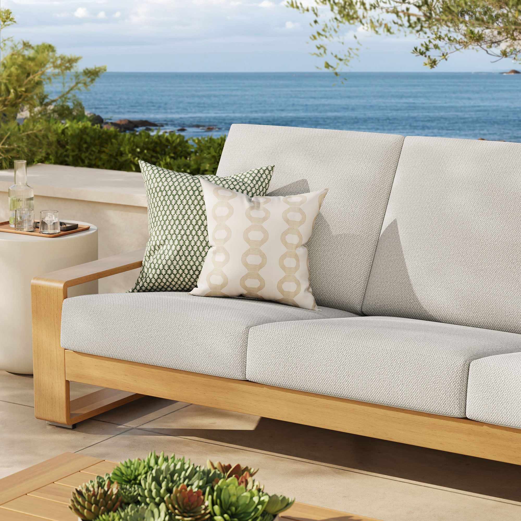 Modway Lirienne Outdoor Patio Aluminum Faux Wood Sofa