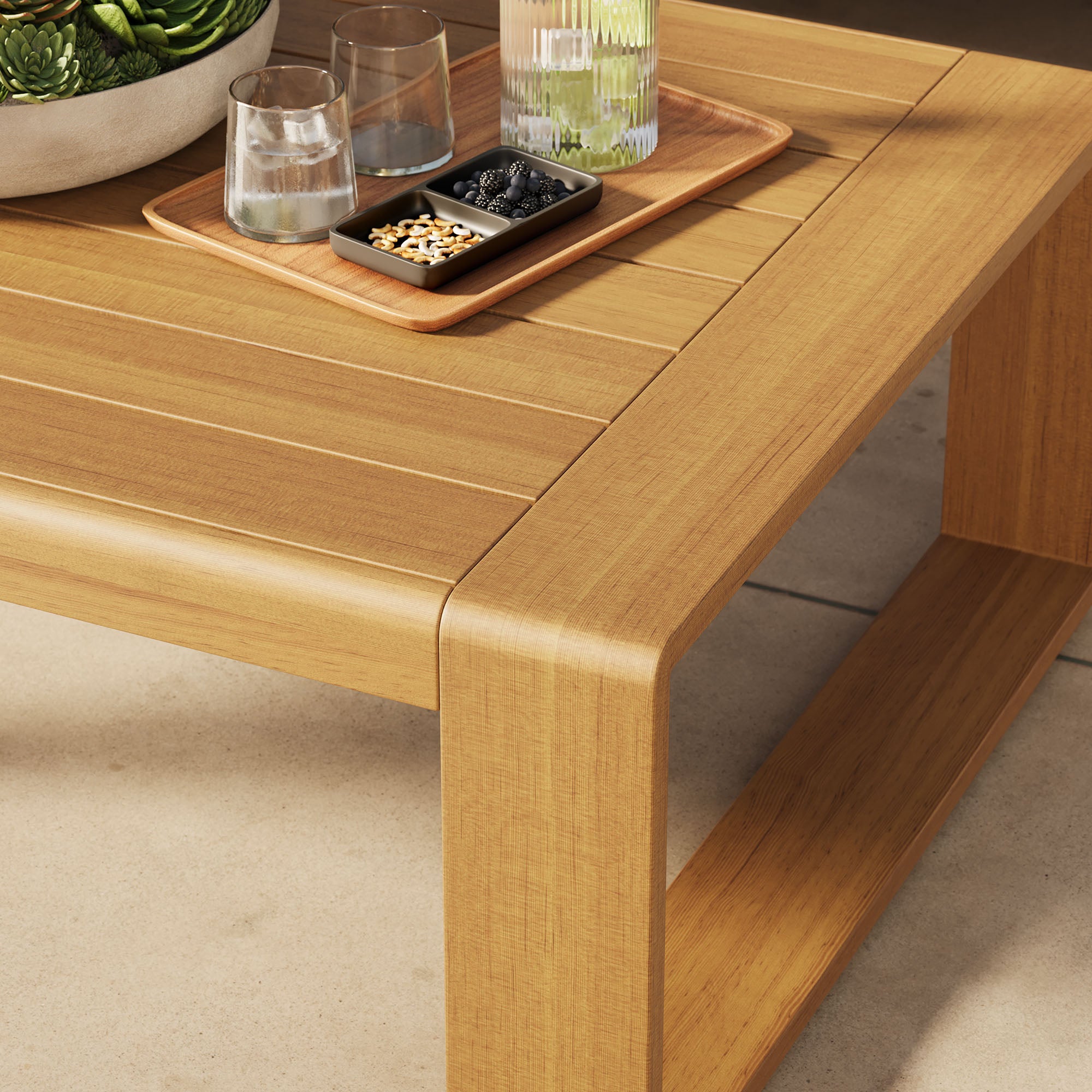 Modway Lirienne Outdoor Patio Aluminum Faux Wood Coffee Table