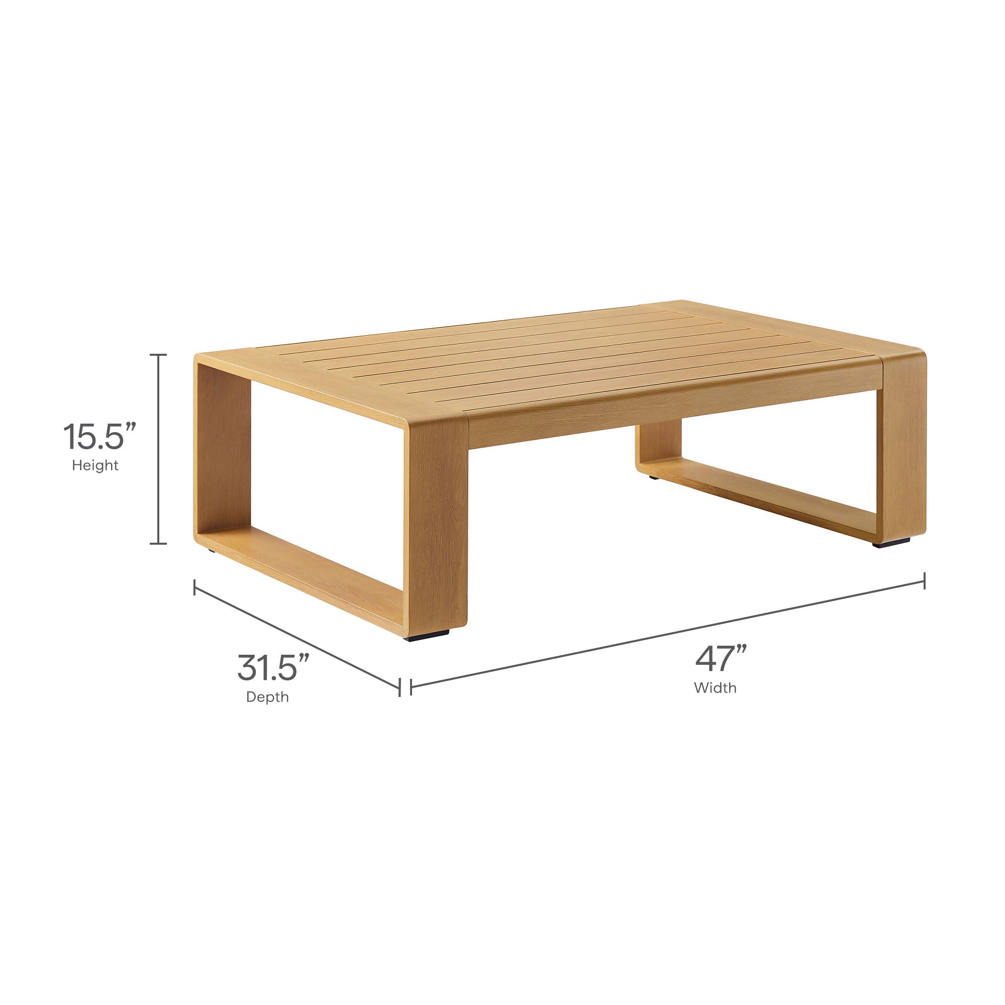 Modway Lirienne Outdoor Patio Aluminum Faux Wood Coffee Table