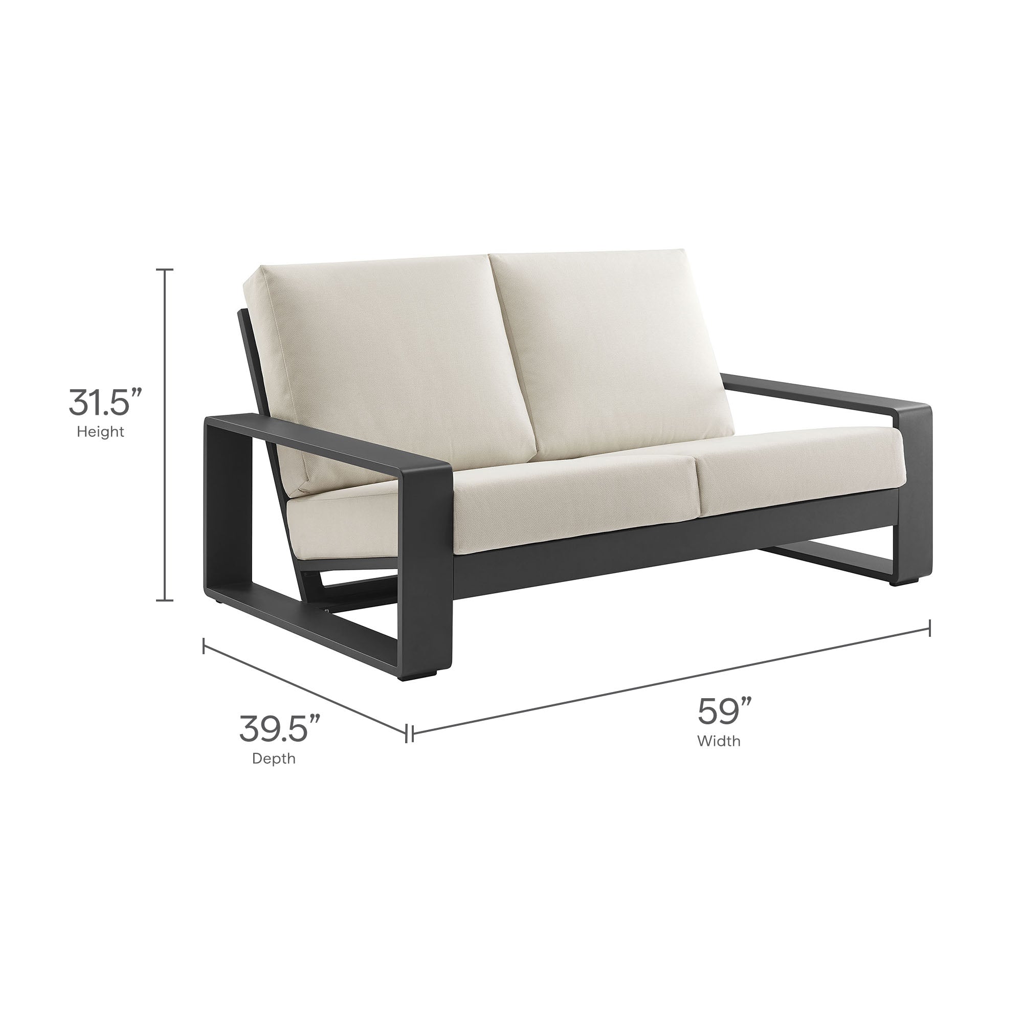 Modway Lirienne Outdoor Patio Aluminum Loveseat