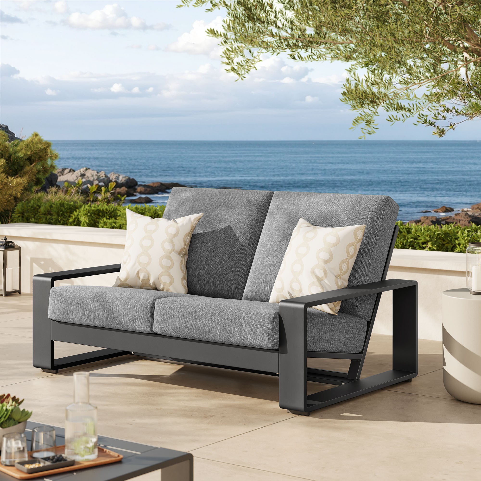 Modway Lirienne Outdoor Patio Aluminum Loveseat