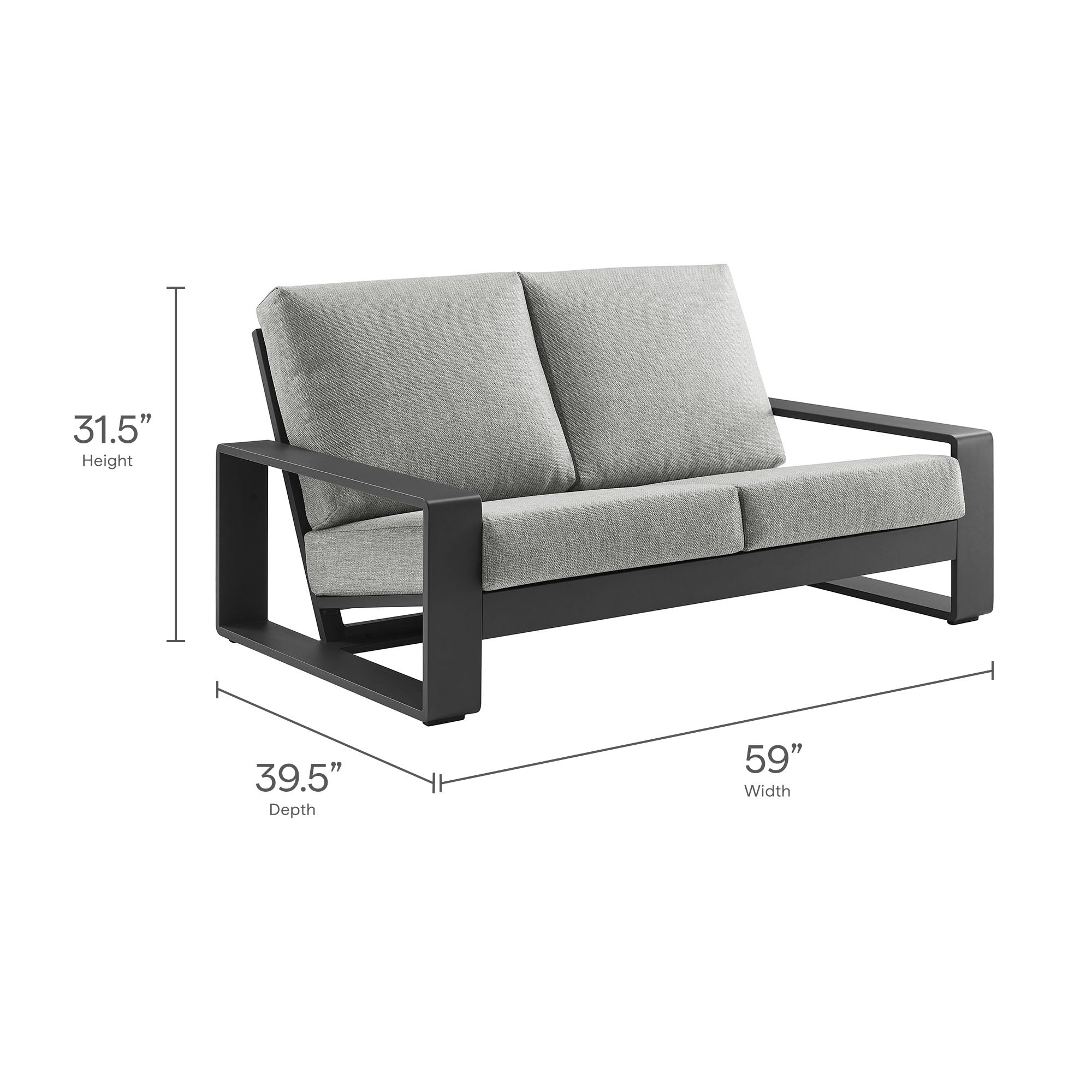Modway Lirienne Outdoor Patio Aluminum Loveseat