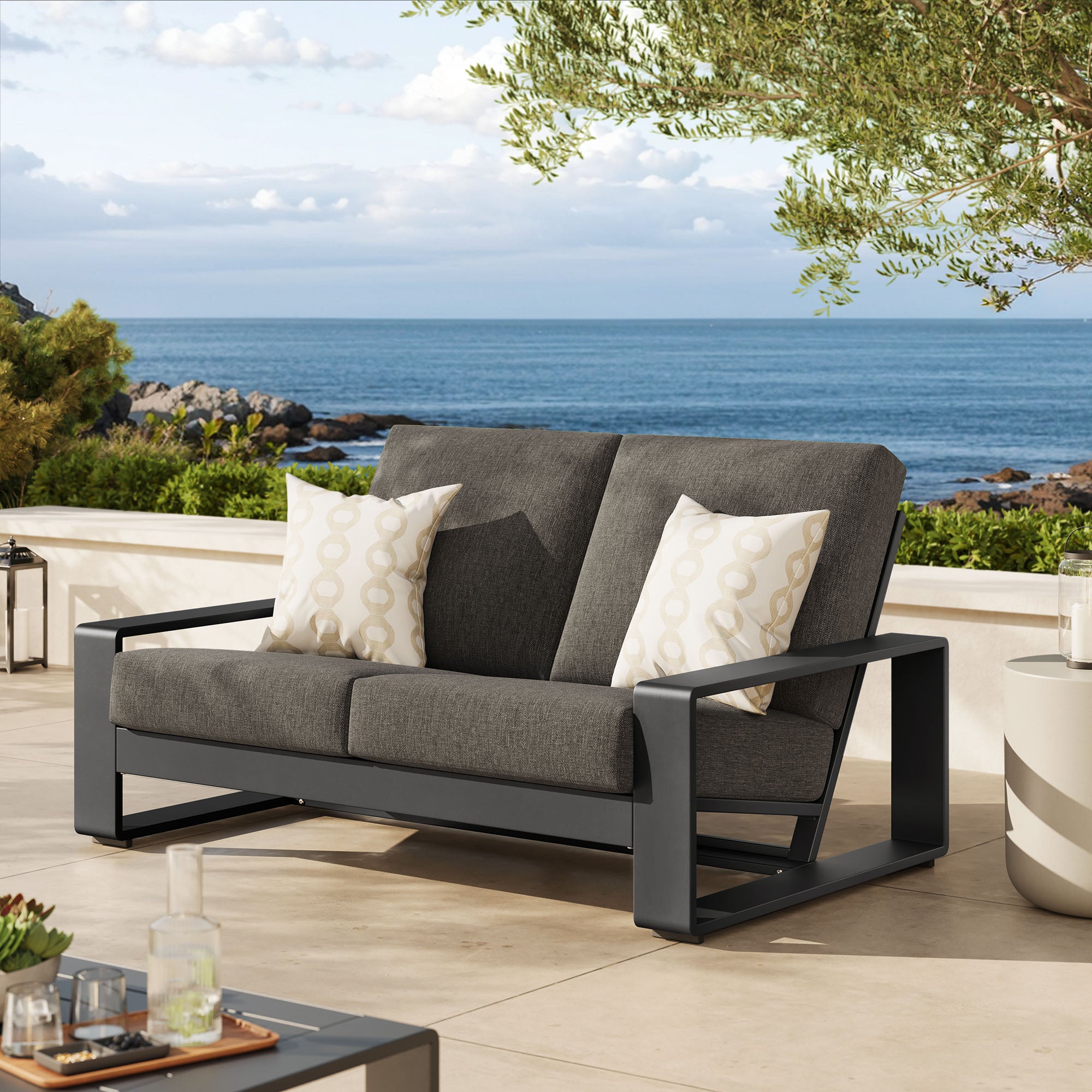 Modway Lirienne Outdoor Patio Aluminum Loveseat