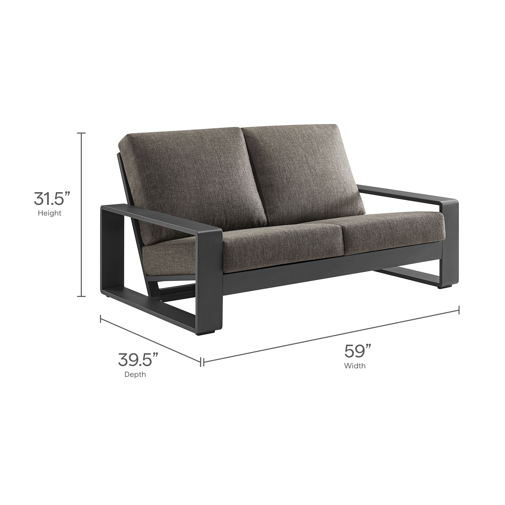 Modway Lirienne Outdoor Patio Aluminum Loveseat