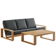 Modway Lirienne 2-Piece Outdoor Patio Aluminum Faux Wood Furniture Set