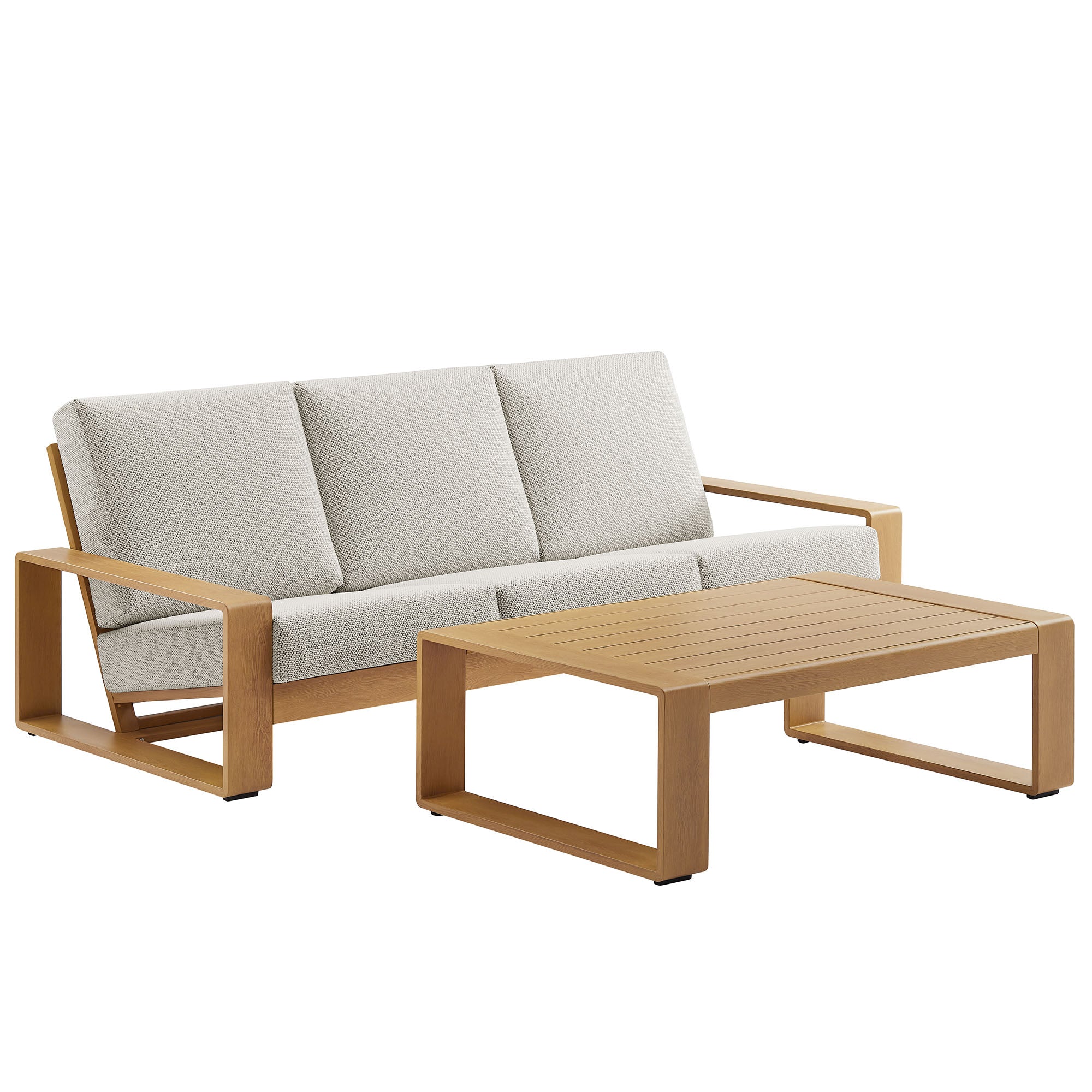 Modway Lirienne 2-Piece Outdoor Patio Aluminum Faux Wood Furniture Set