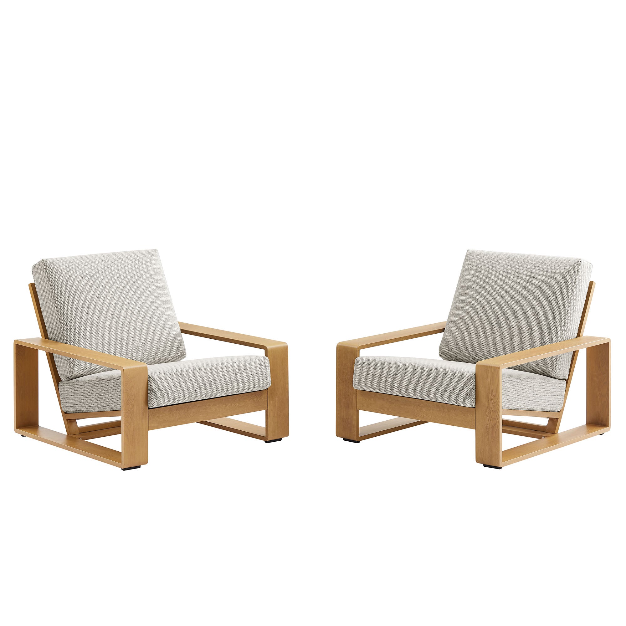 Modway Lirienne Outdoor Patio Aluminum Faux Wood Armchairs Set of 2