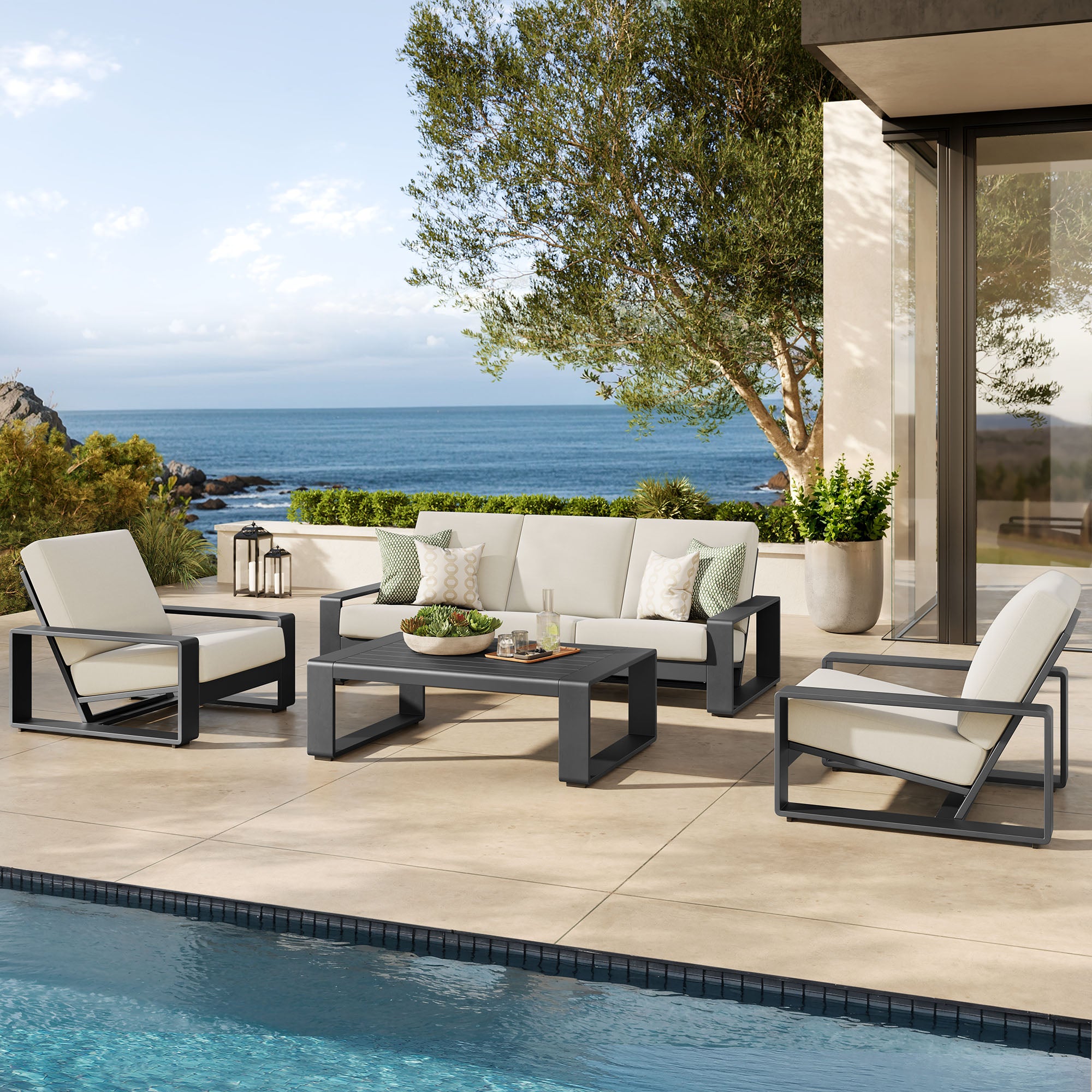 Modway Lirienne 4-Piece Outdoor Patio Aluminum Furniture Set
