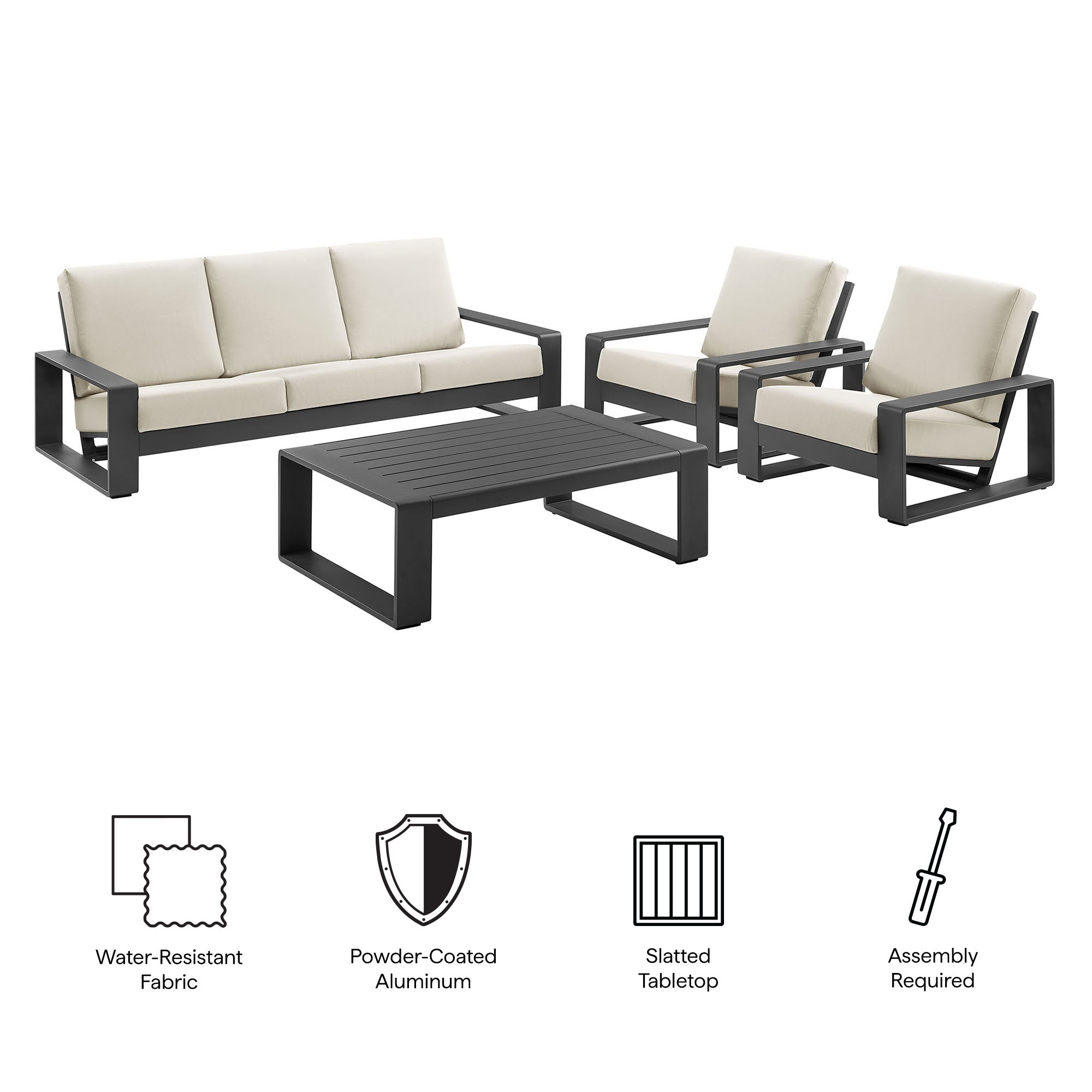 Modway Lirienne 4-Piece Outdoor Patio Aluminum Furniture Set