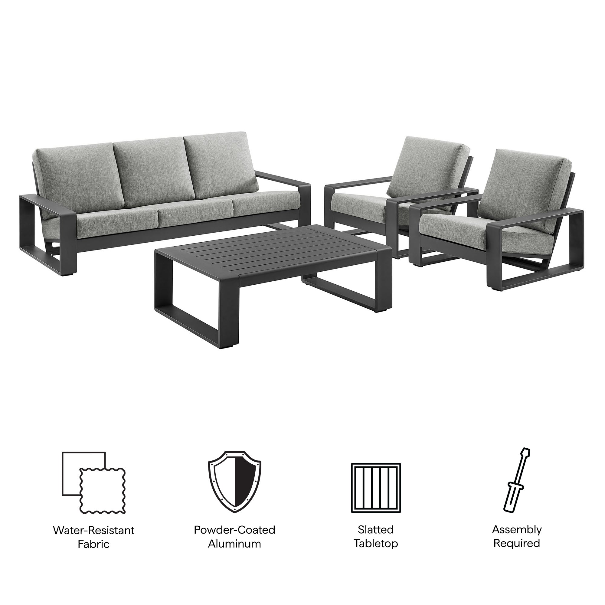 Modway Lirienne 4-Piece Outdoor Patio Aluminum Furniture Set