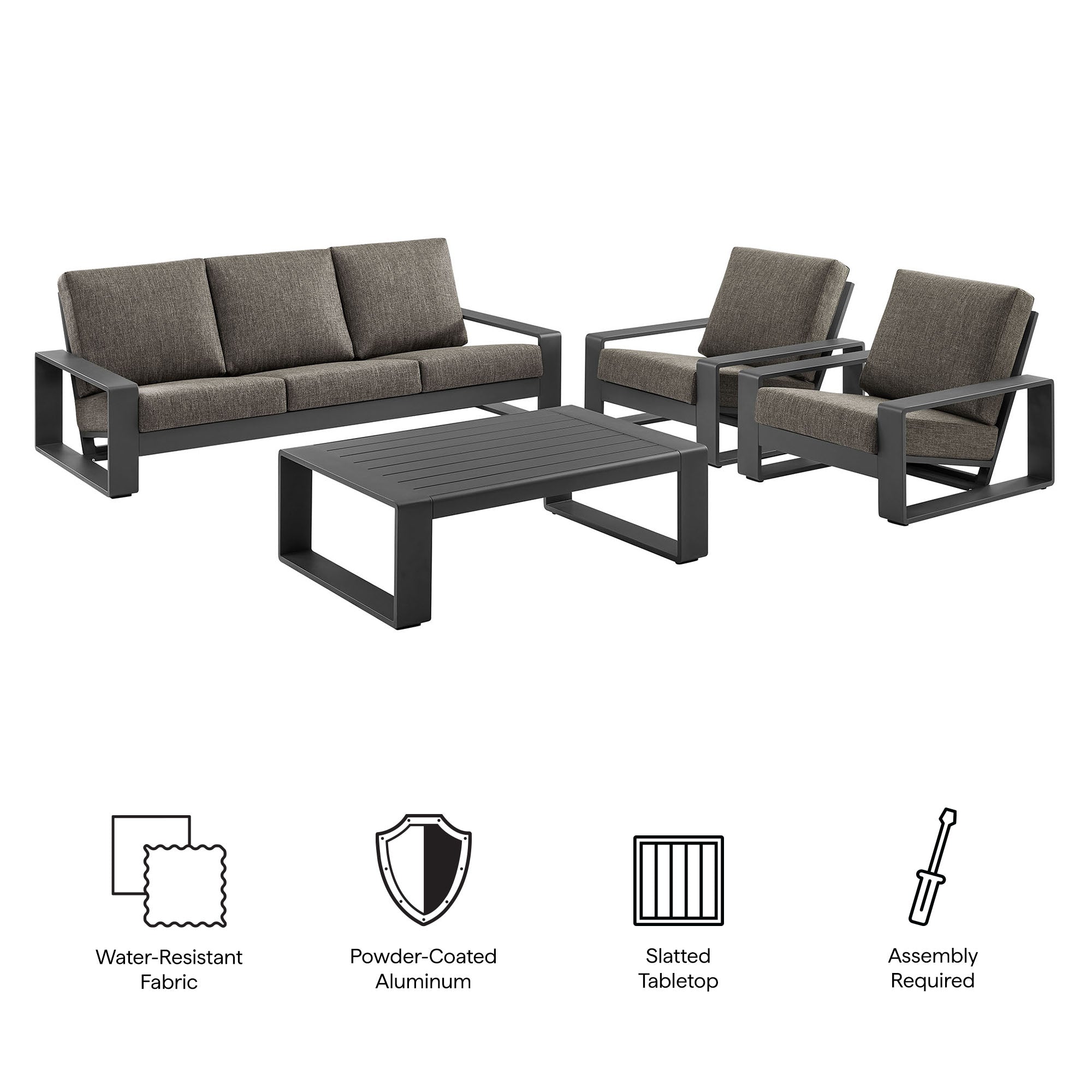 Modway Lirienne 4-Piece Outdoor Patio Aluminum Furniture Set