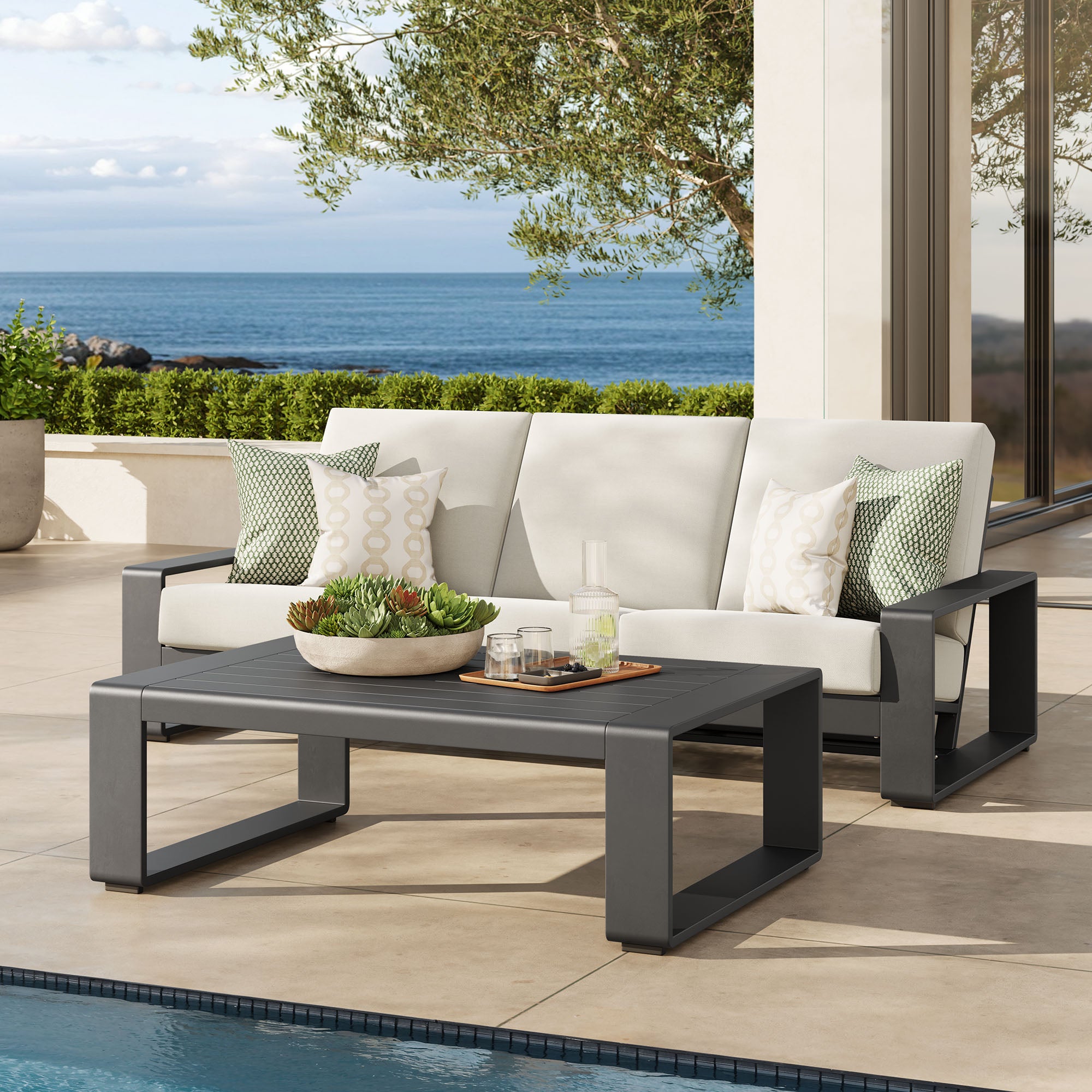 Modway Lirienne 2-Piece Outdoor Patio Aluminum Furniture Set