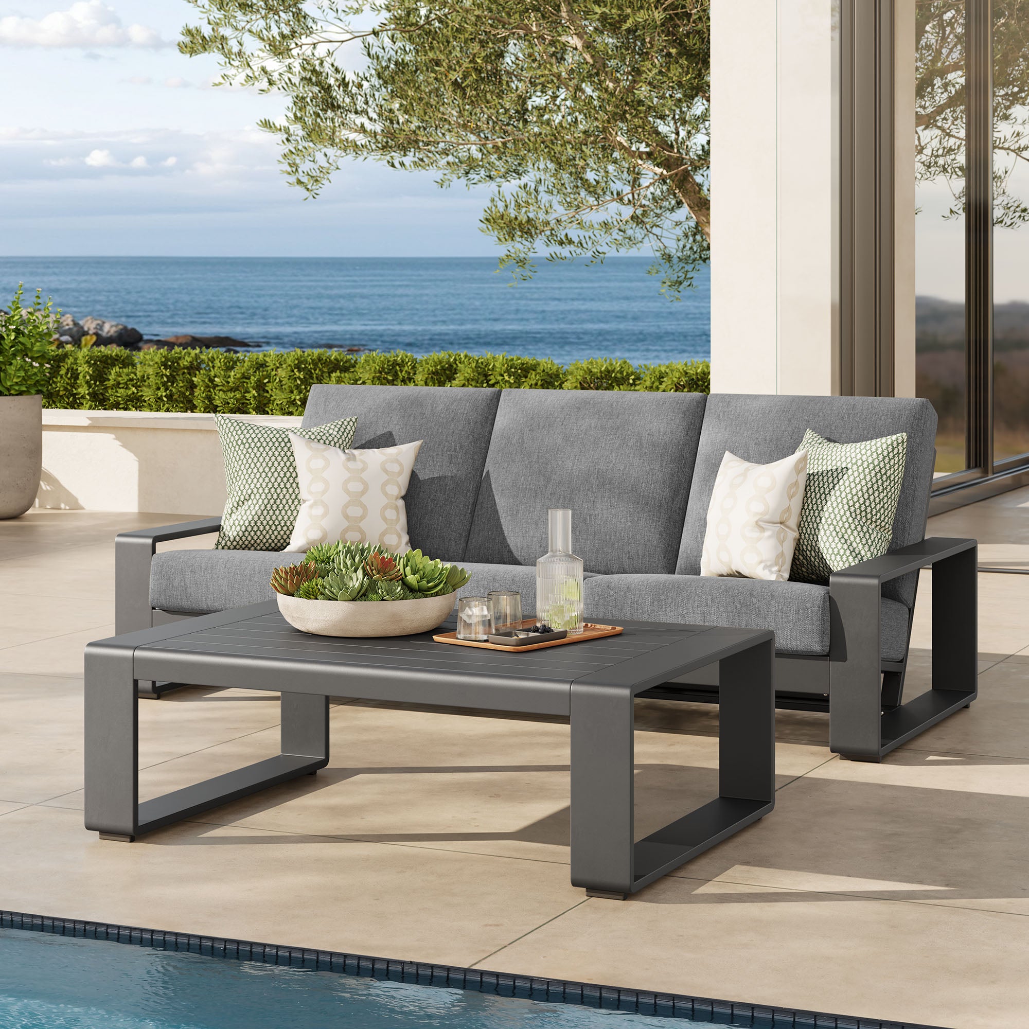Modway Lirienne 2-Piece Outdoor Patio Aluminum Furniture Set