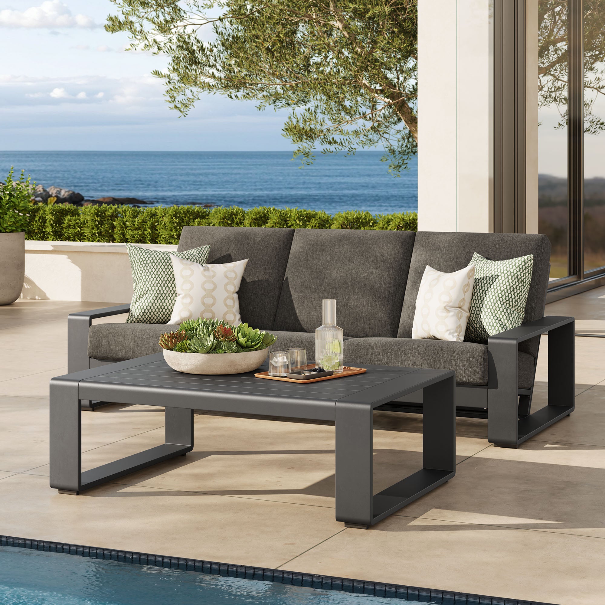 Modway Lirienne 2-Piece Outdoor Patio Aluminum Furniture Set