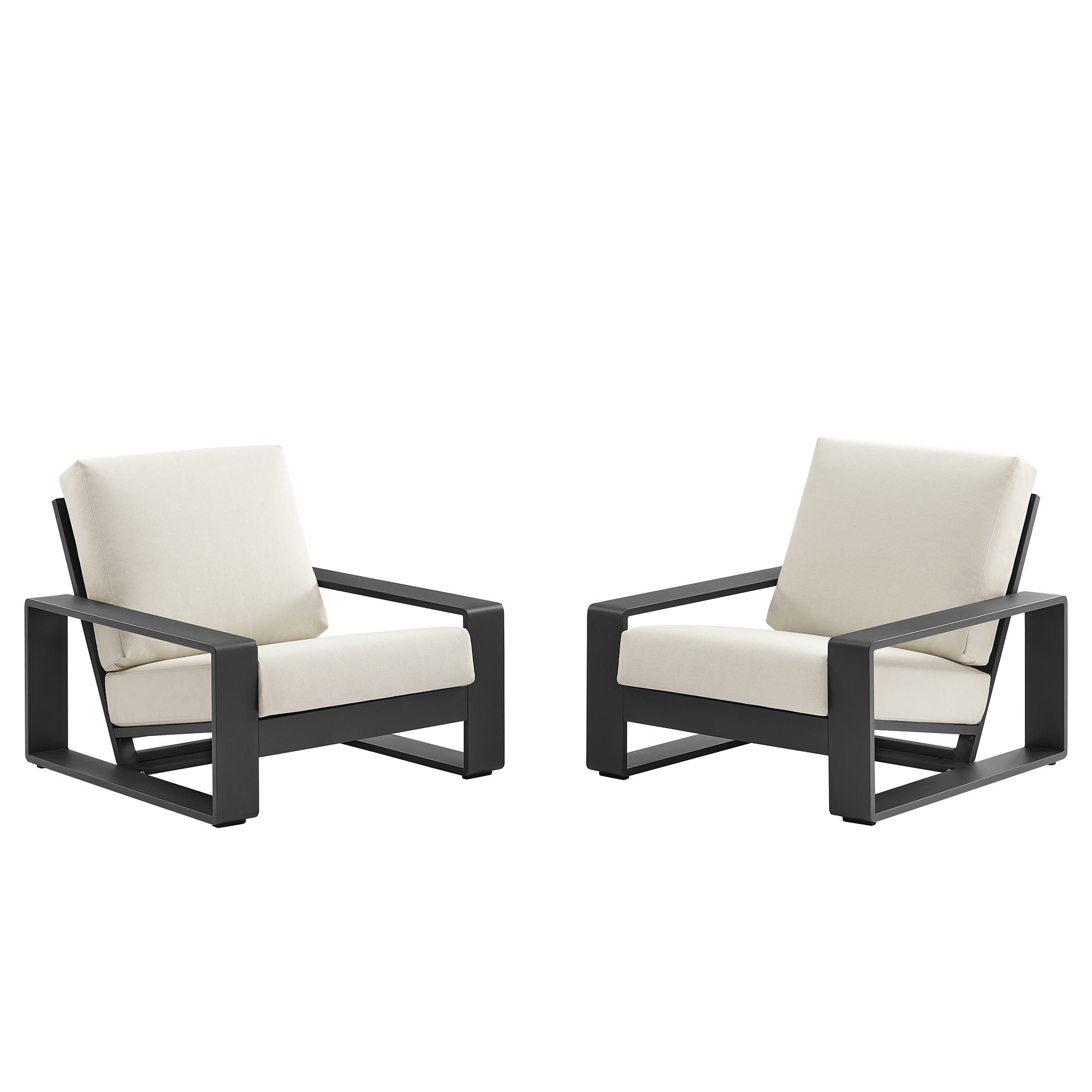 Modway Lirienne Outdoor Patio Aluminum Faux Wood Armchairs Set of 2