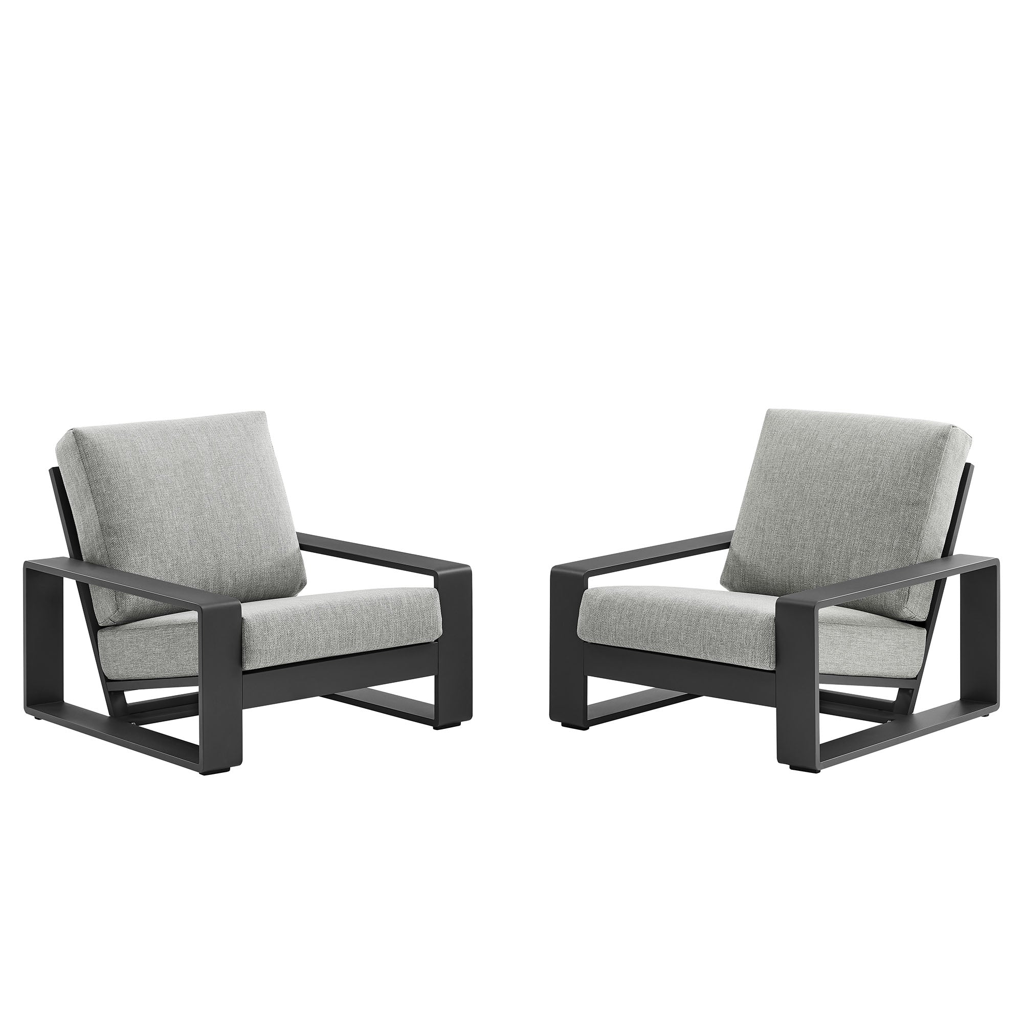 Modway Lirienne Outdoor Patio Aluminum Faux Wood Armchairs Set of 2