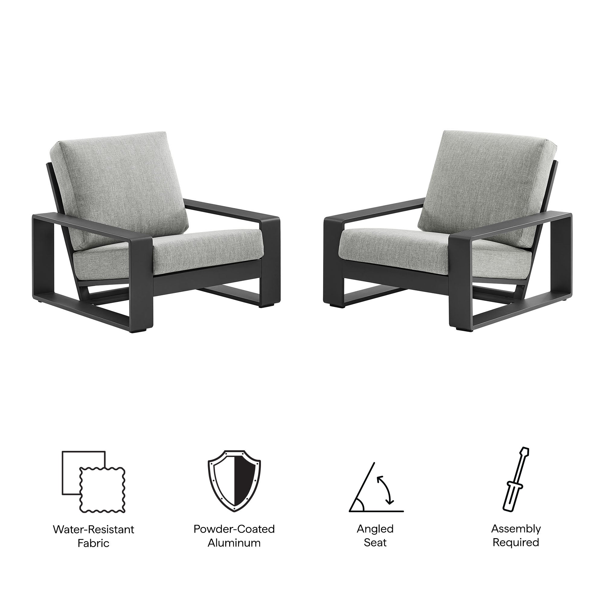 Modway Lirienne Outdoor Patio Aluminum Faux Wood Armchairs Set of 2