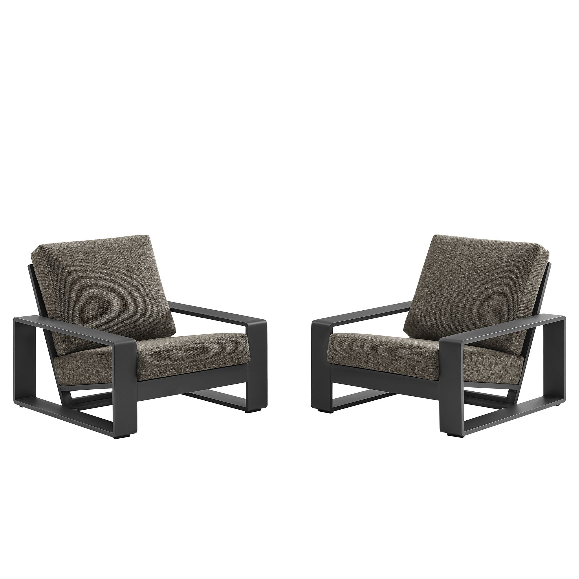 Modway Lirienne Outdoor Patio Aluminum Faux Wood Armchairs Set of 2